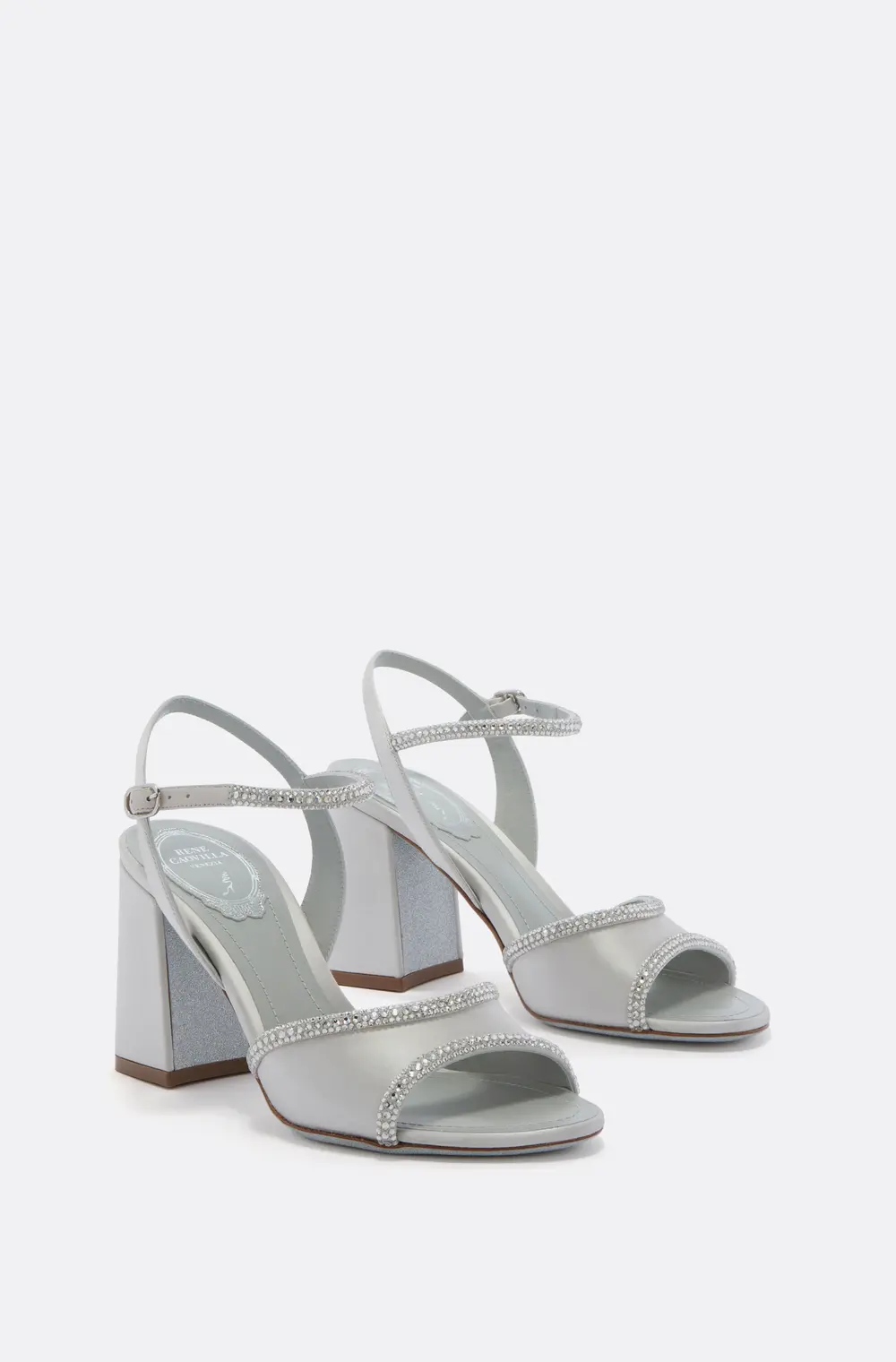 Rene Caovilla MARGHERITA PEARL GREY SANDAL 80