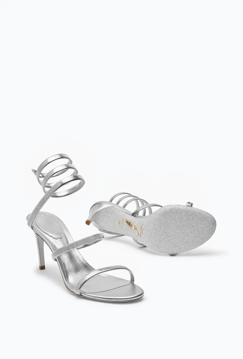Rene Caovilla JUNIPER METALLIC SILVER SANDAL 80