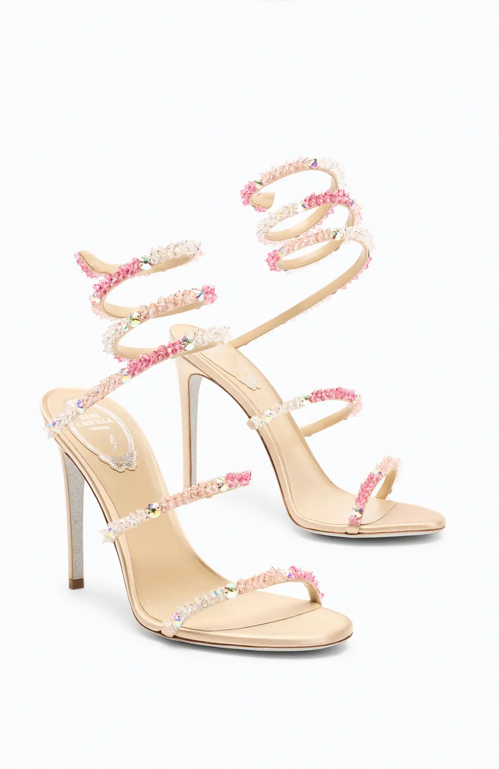 Rene Caovilla CINDERELLA BARBIE PINK SANDAL WITH SERPENT 105