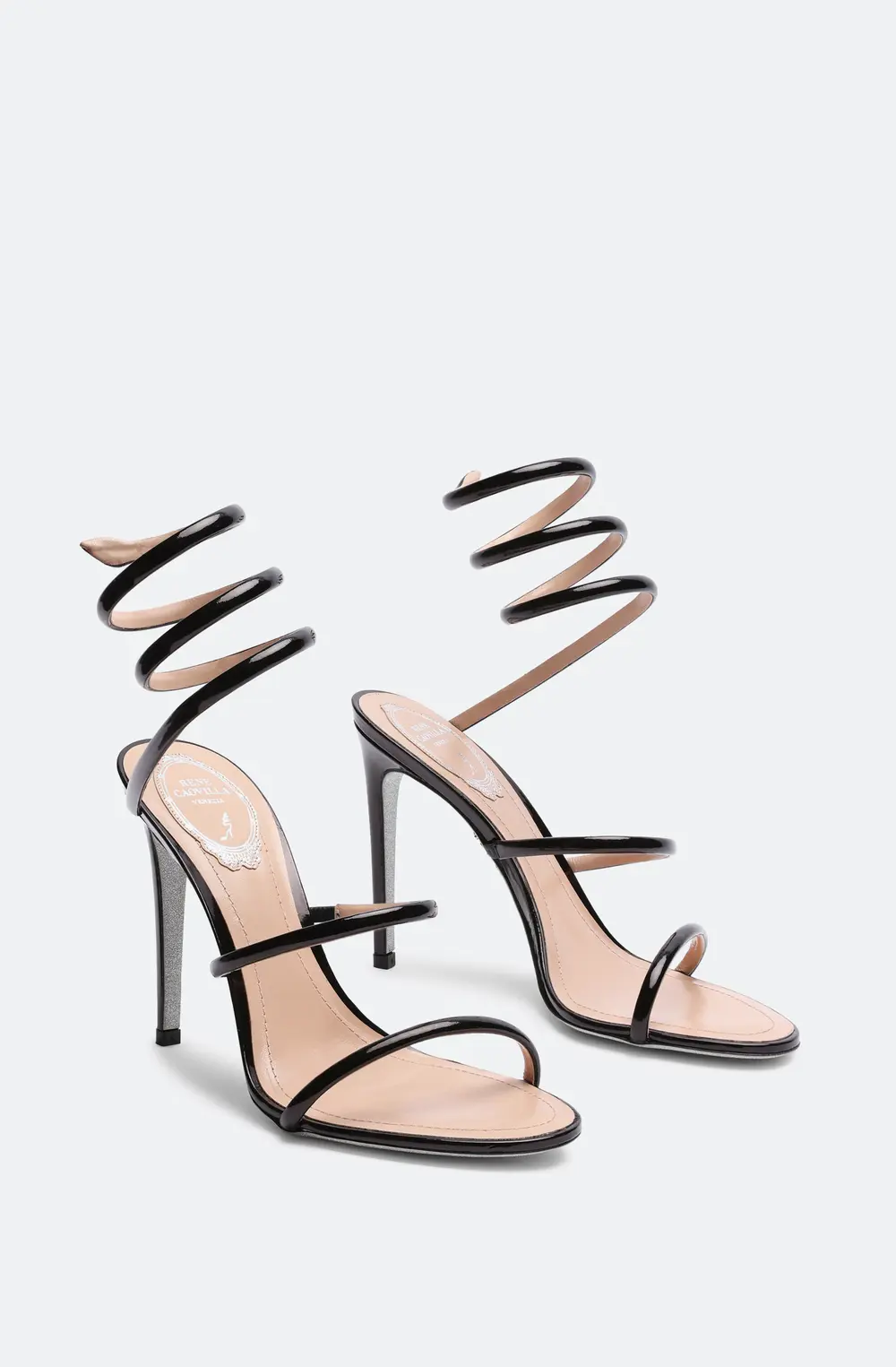 Rene Caovilla Cleo Metallic Black Sandal 105