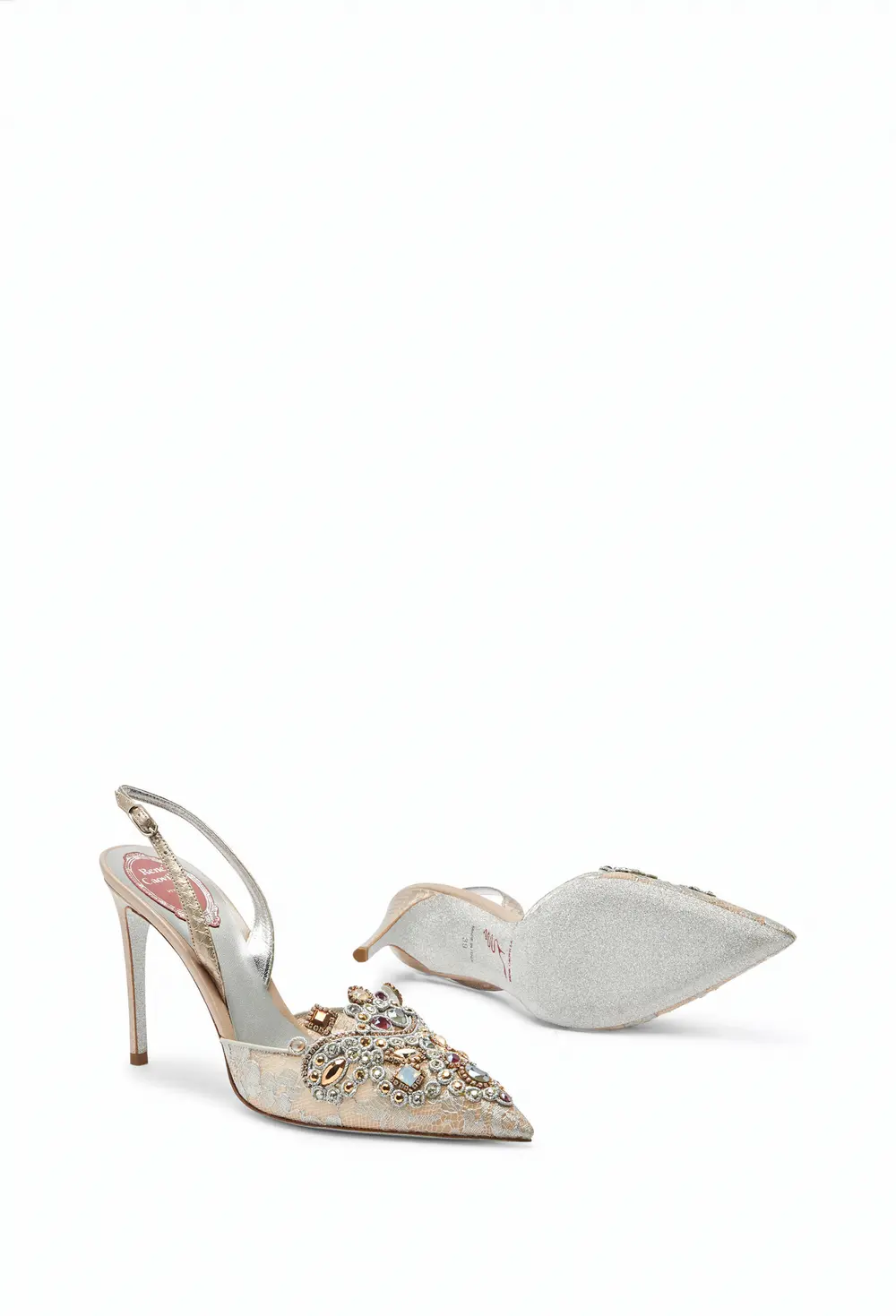 Rene Caovilla Grey Jewel Slingbacks Veneziana