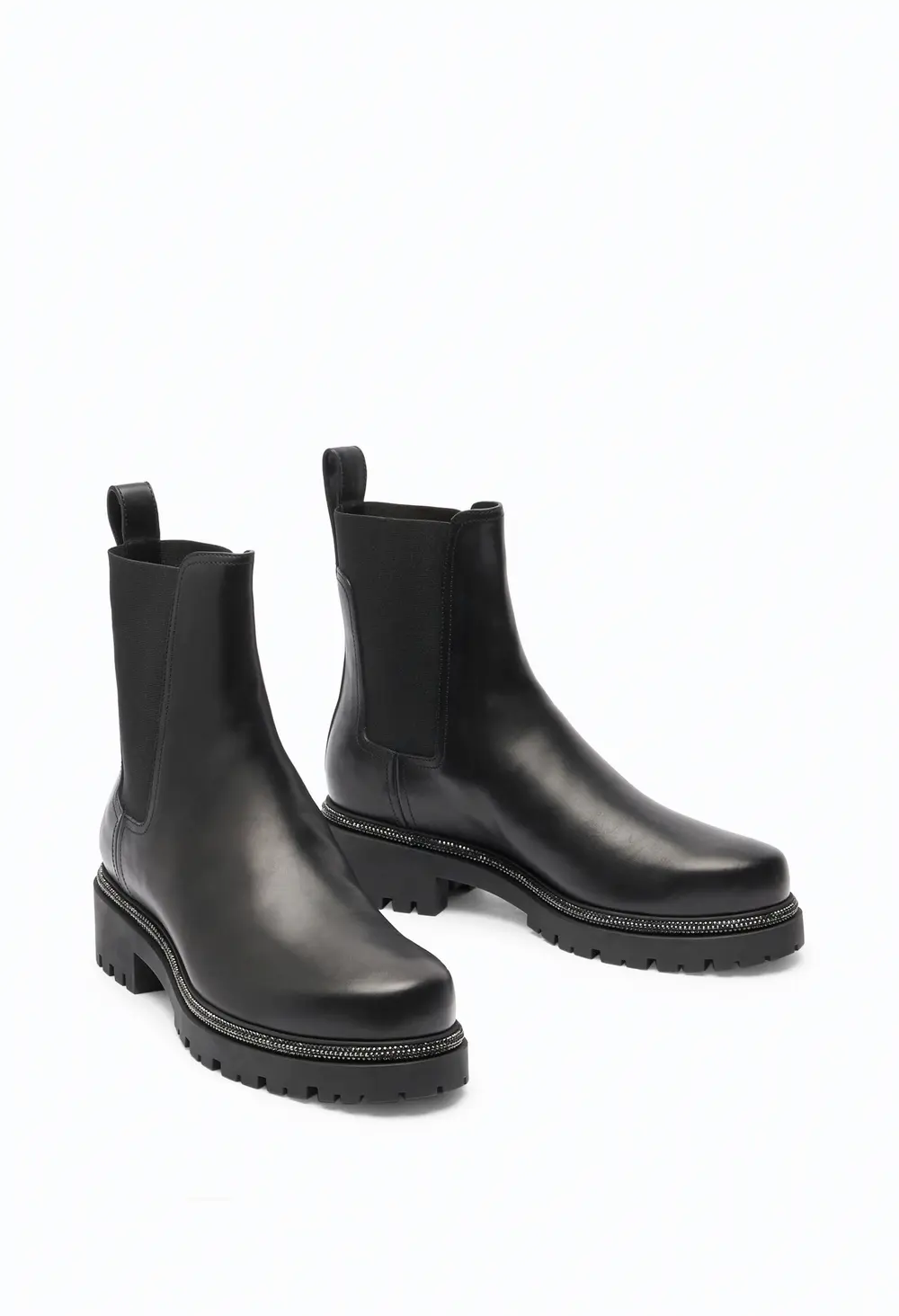 Rene Caovilla Black Leather Ankle Boots Bika