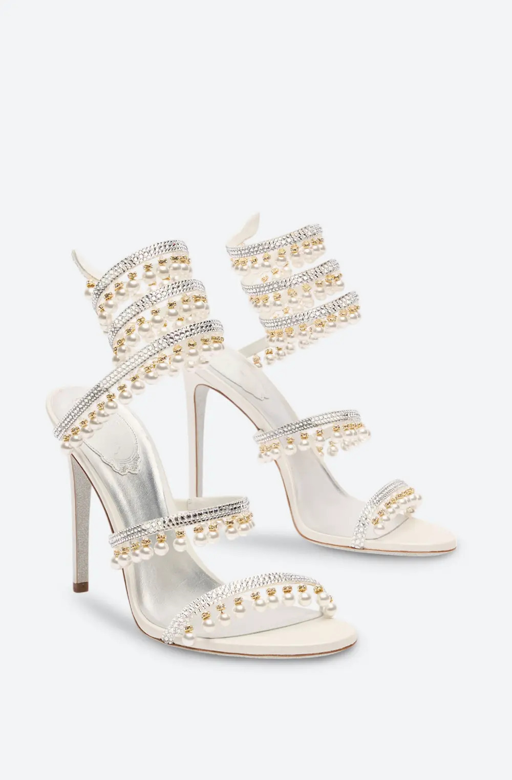 Rene Caovilla CHANDELIER IVORY SANDAL WITH PEARLS 105
