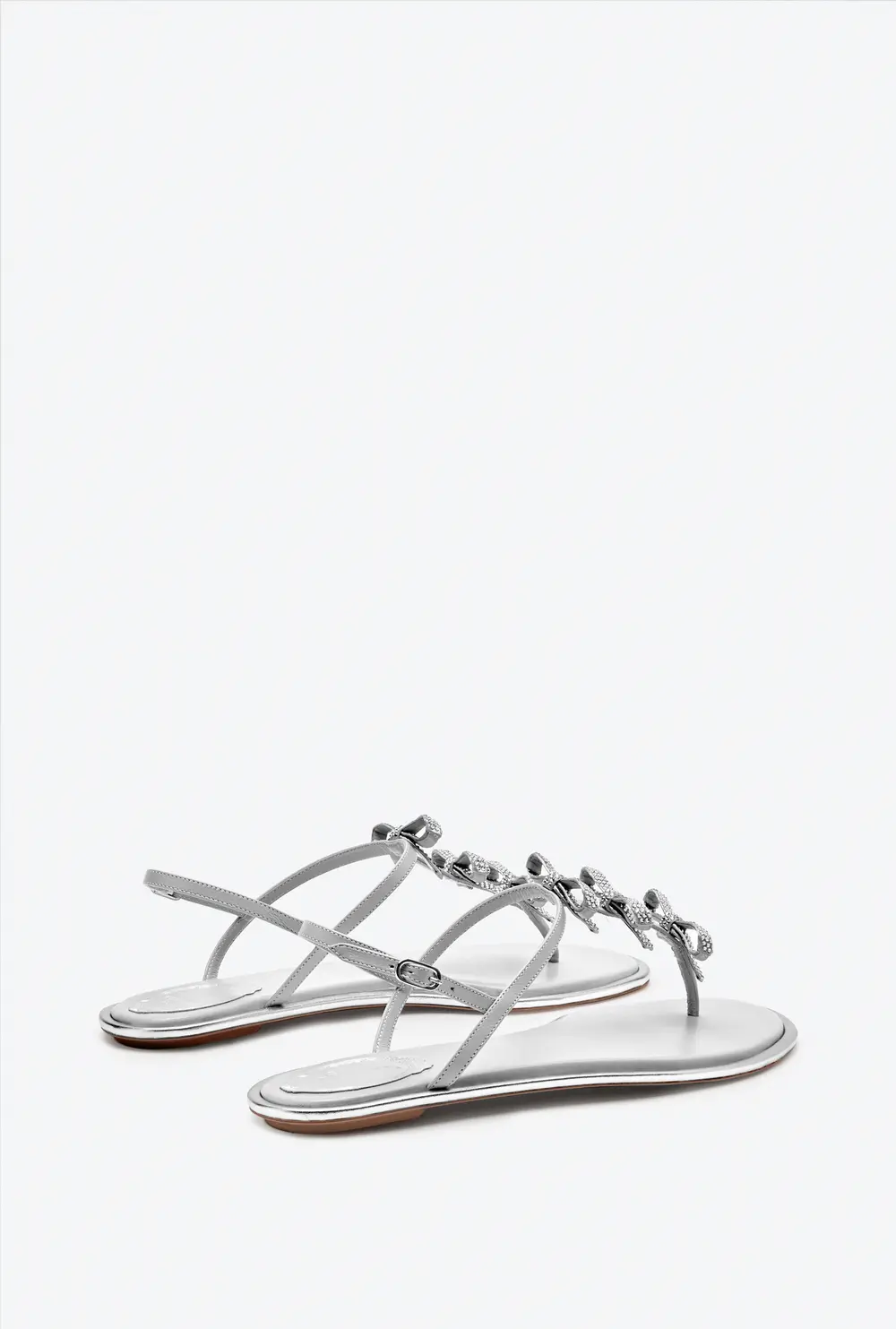 Rene Caovilla Caterina Silver Thong Sandal 10