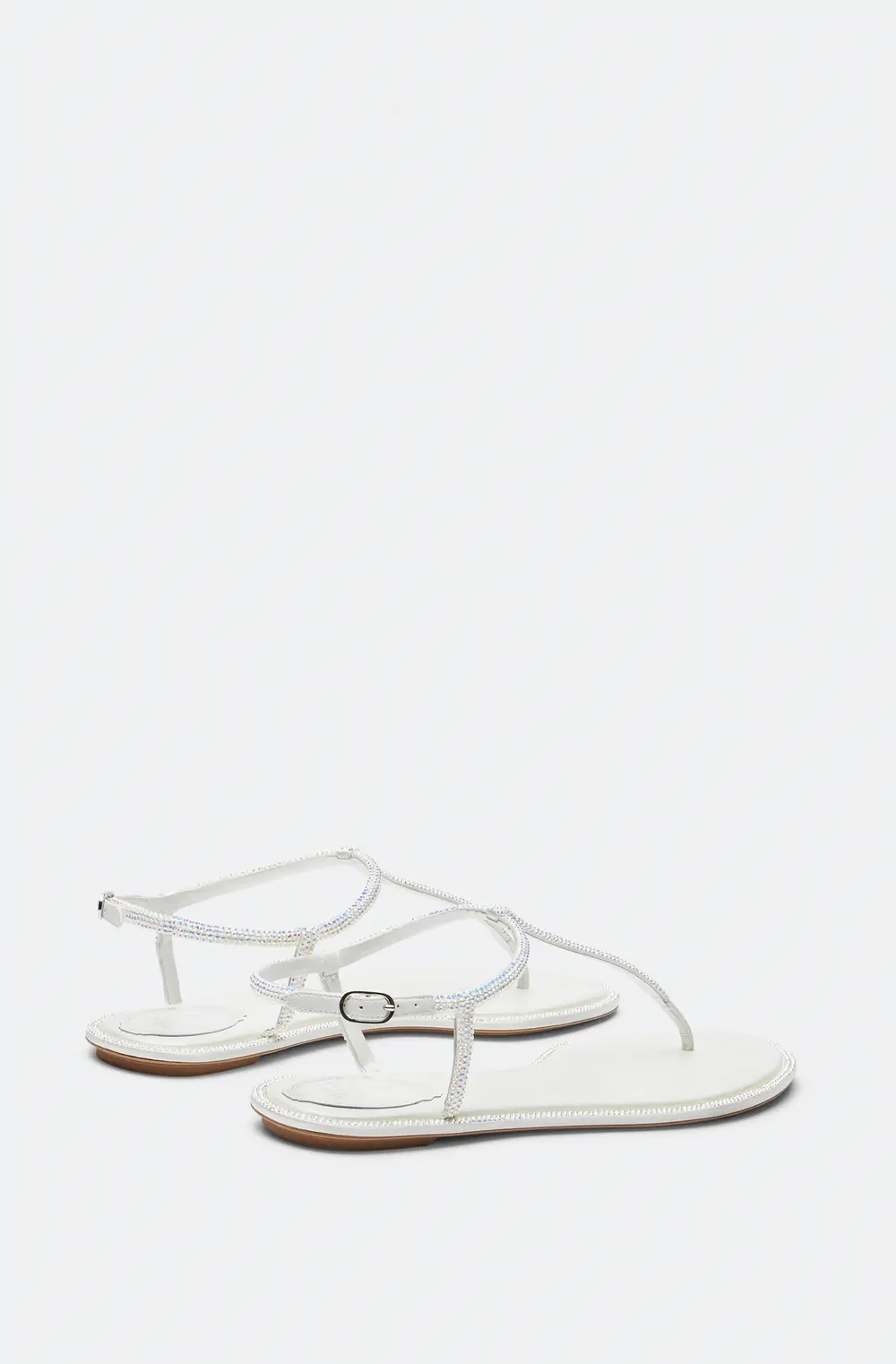 Rene Caovilla DIANA WHITE SANDAL WITH CRYSTALS 10