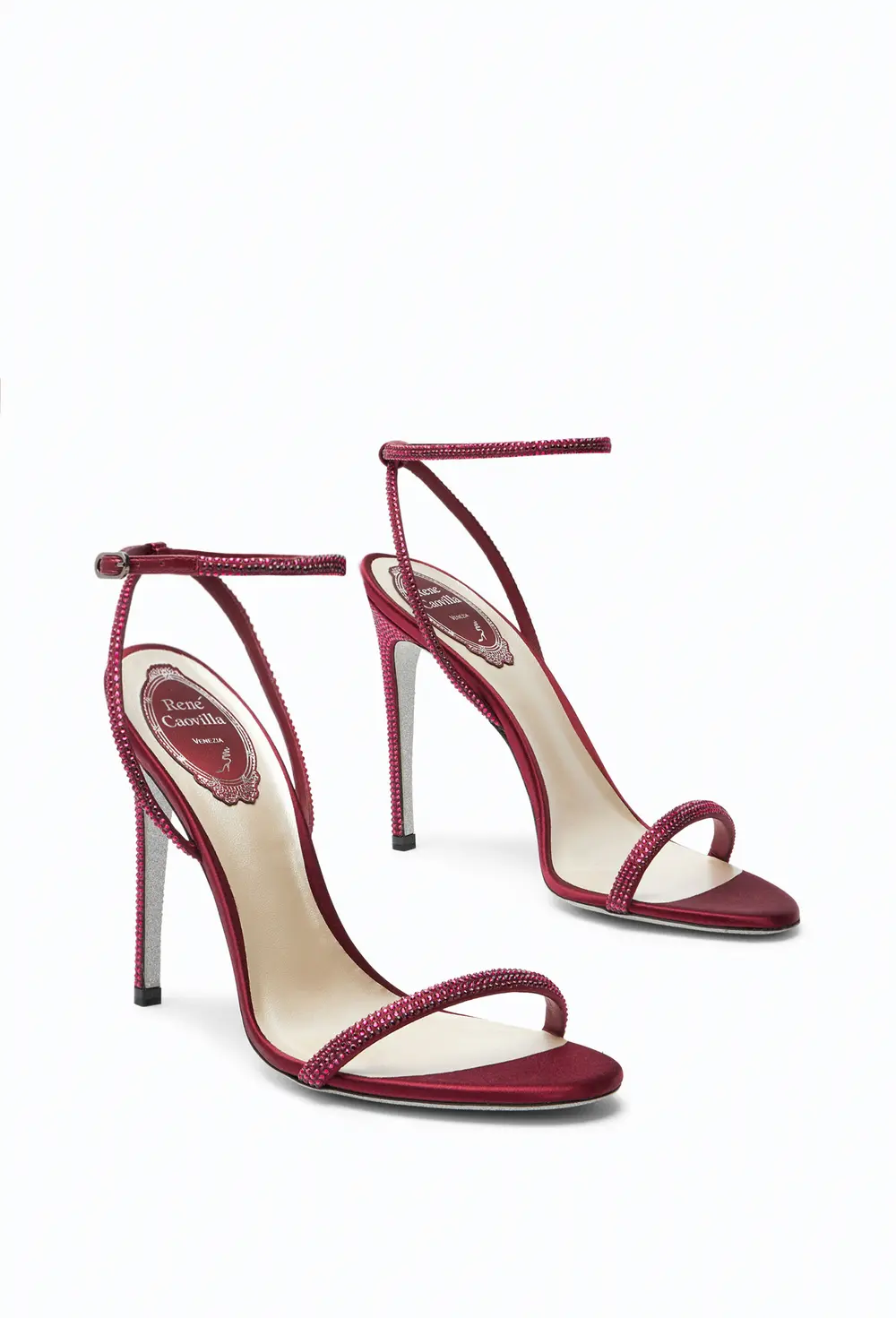 Rene Caovilla Ellabrita Crystal Burgundy Sandal 105