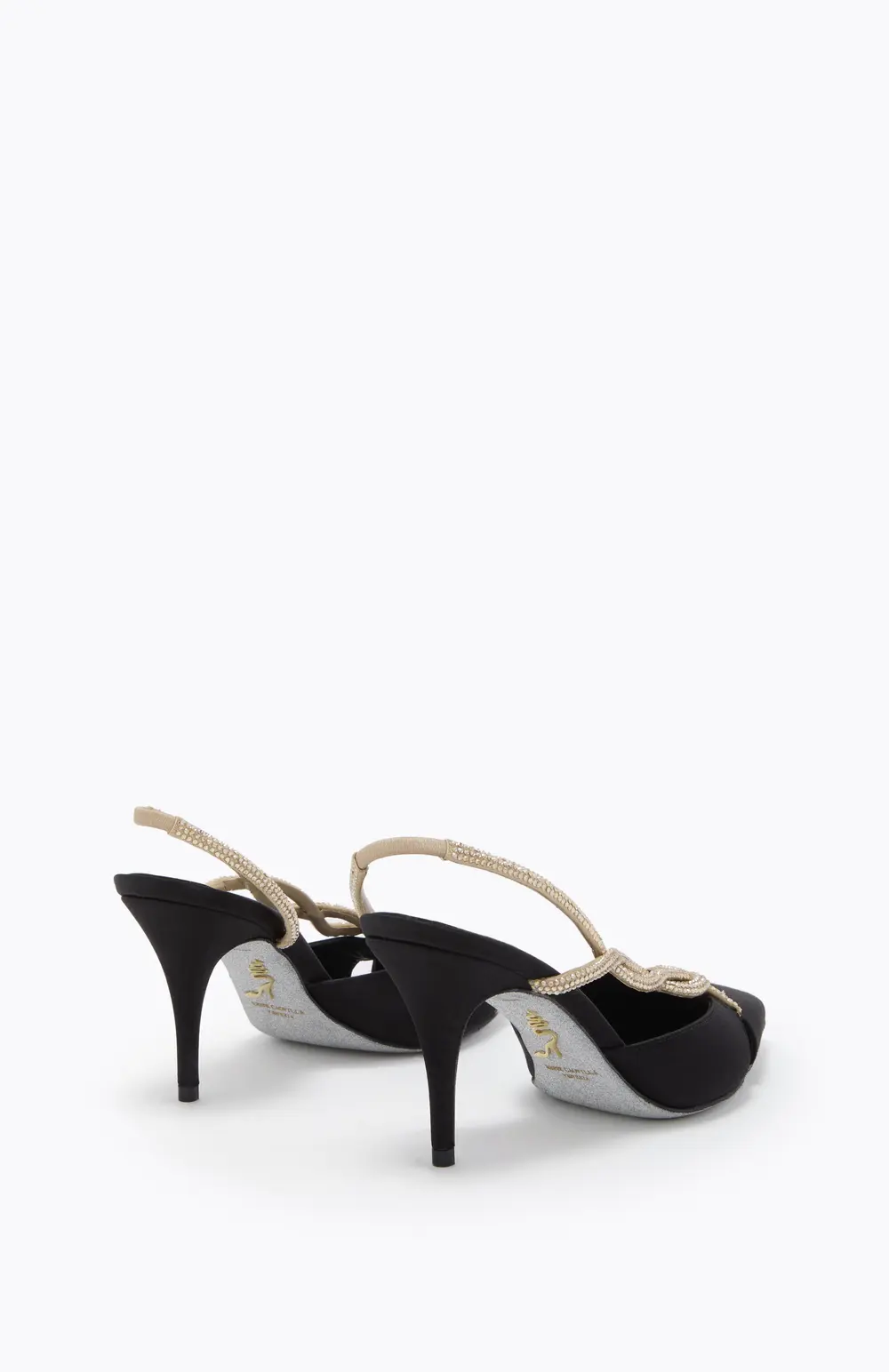 Rene Caovilla BRAID BLACK AND GOLD SLINGBACK 80