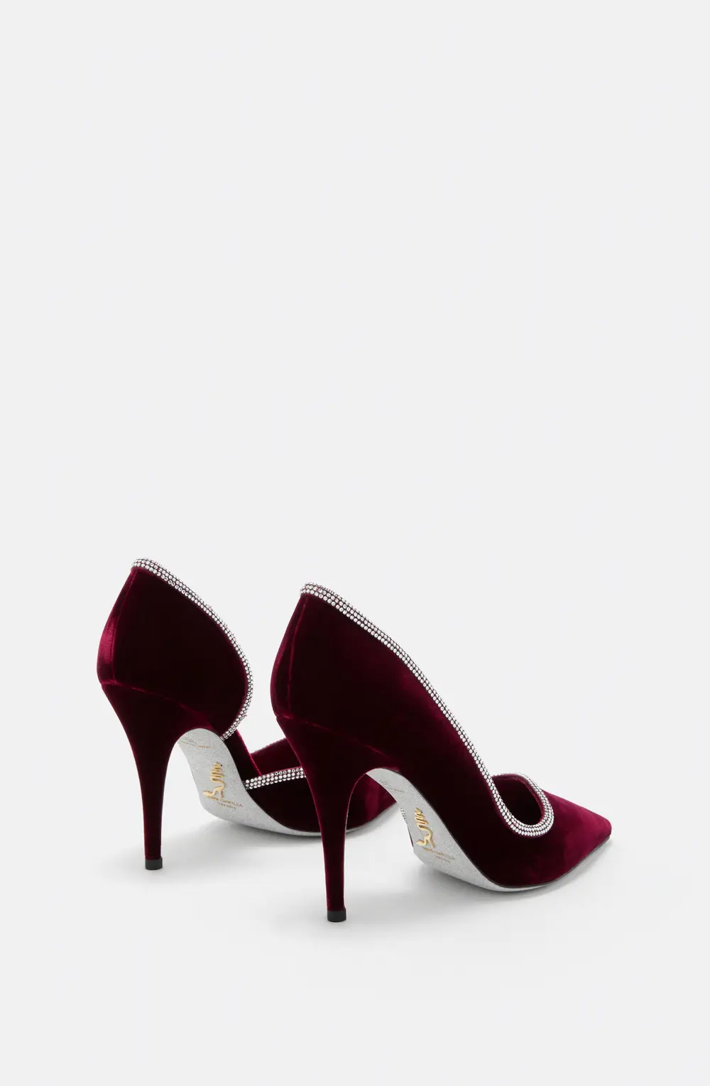 Rene Caovilla ONDA BURGUNDY VELVET PUMP 100