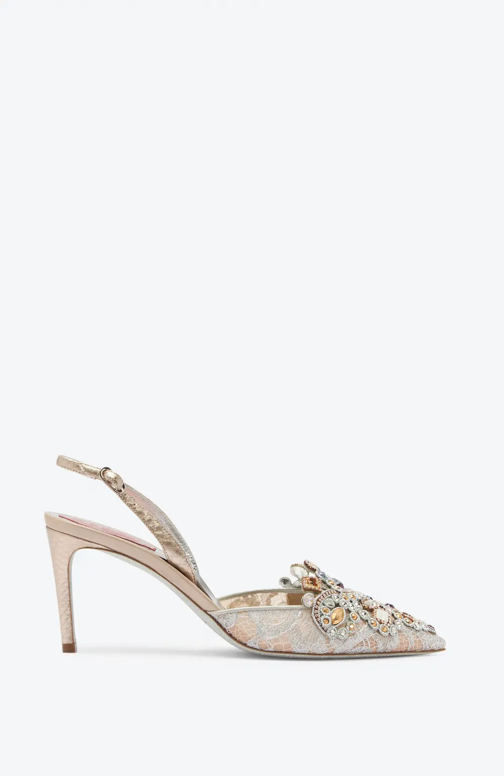Rene Caovilla Jewel Slingbacks In Lace Venezianan 75