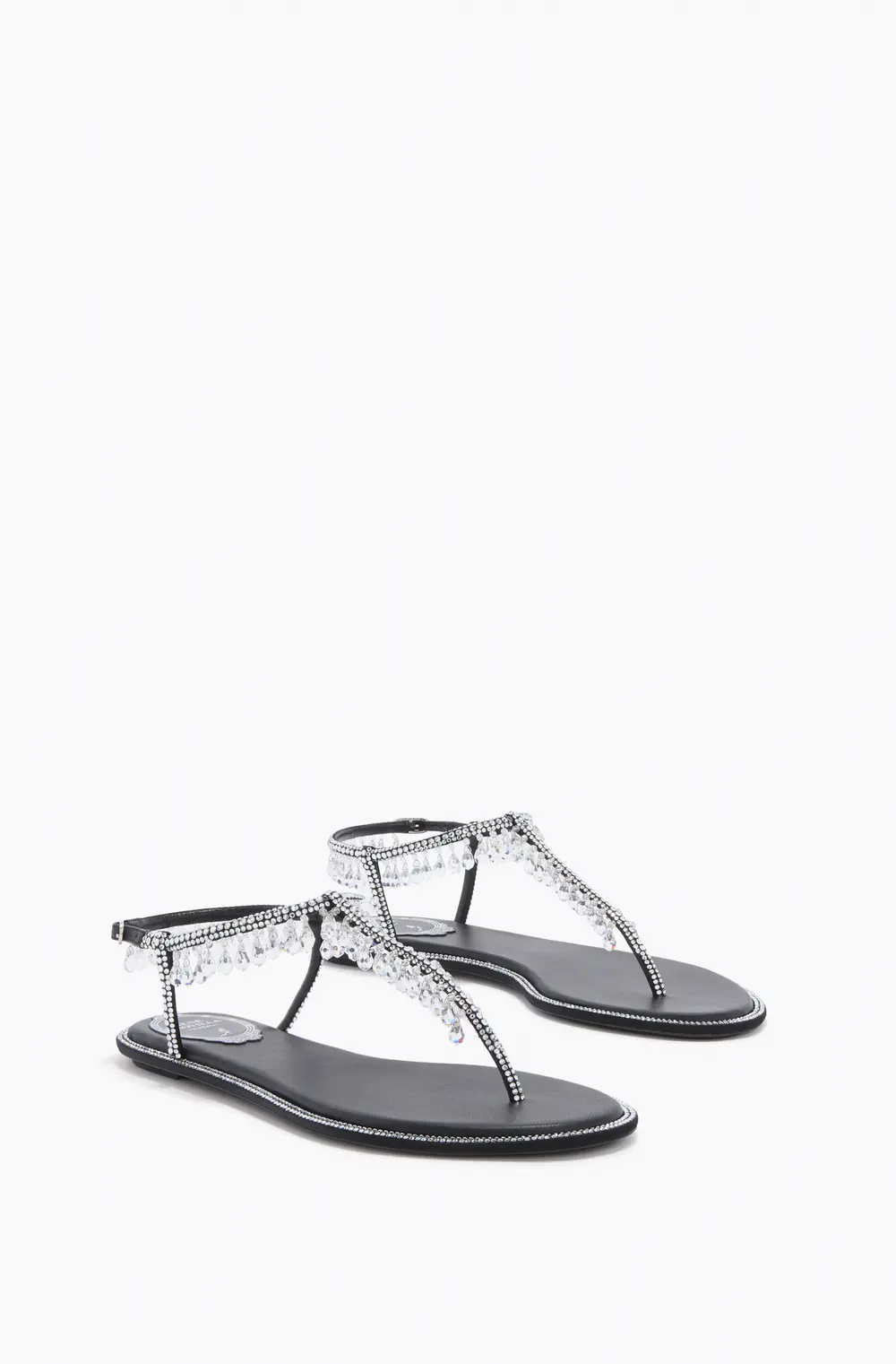 Rene Caovilla CHANDELIER BLACK THONG SANDAL 10