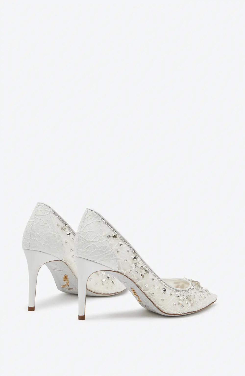 Rene Caovilla Cinderella Crystal White Pump 80