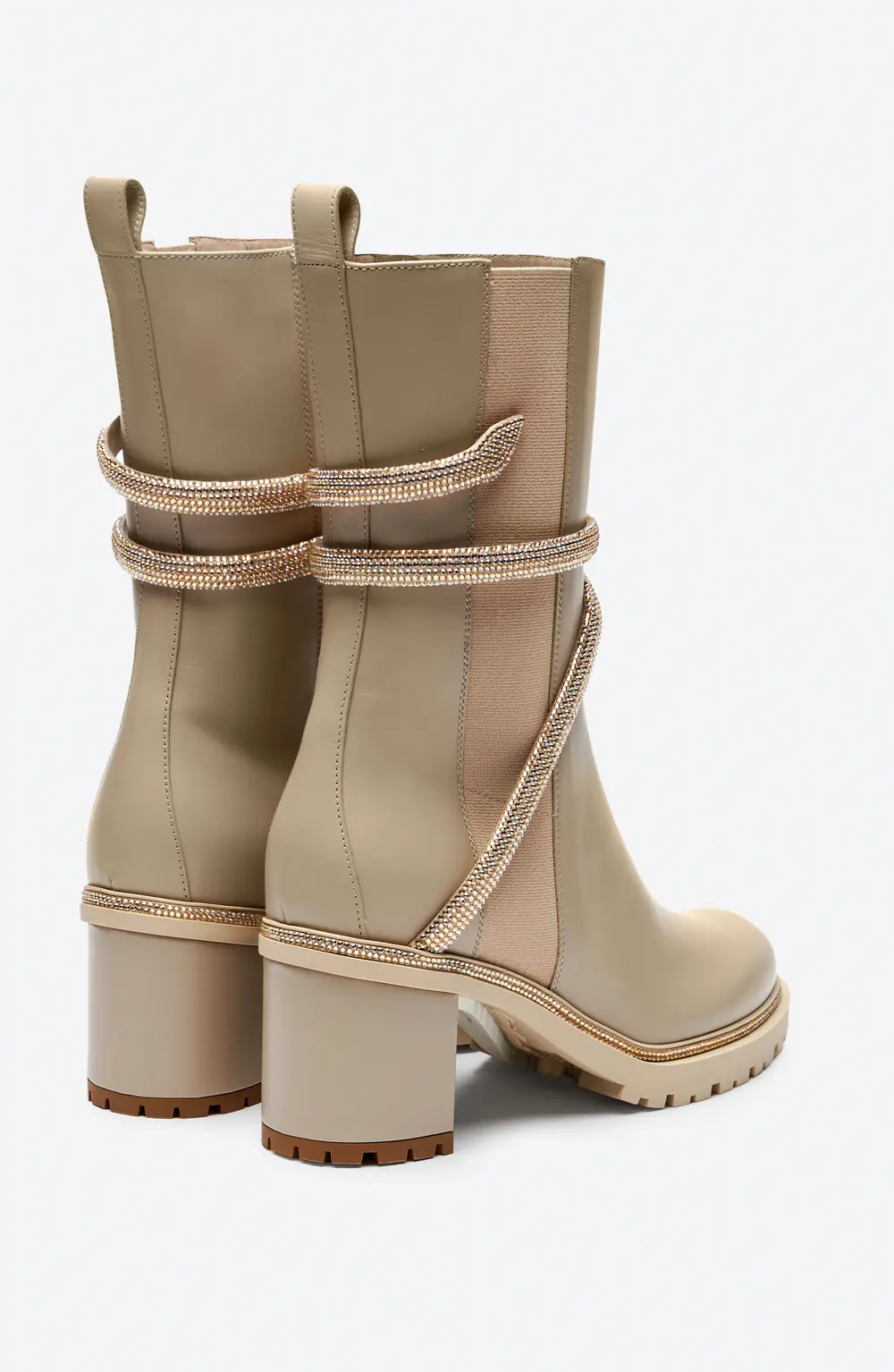 Rene Caovilla Cleo Crystals Beige Bootie 60