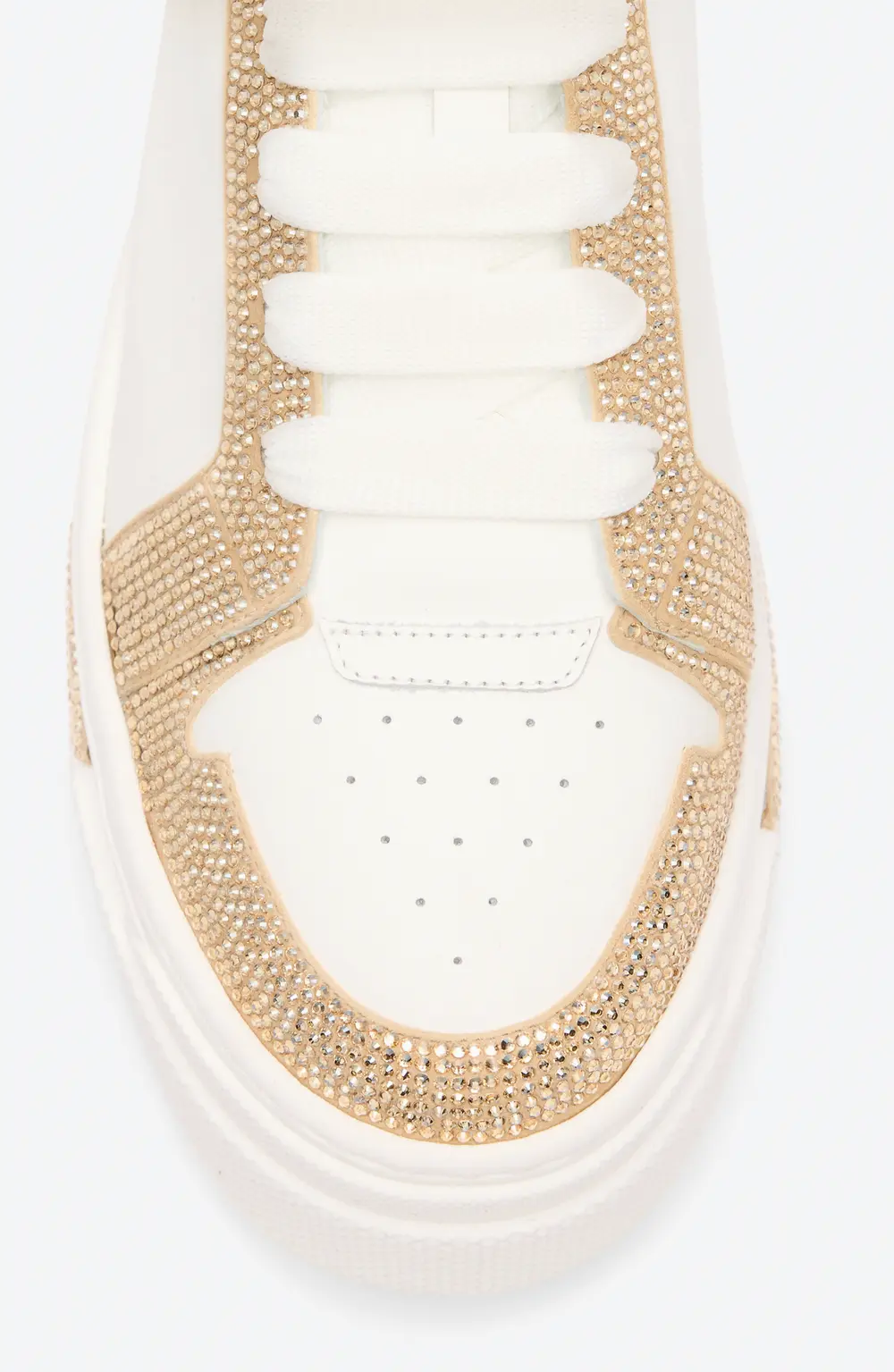 Rene Caovilla XTRA WHITE-GOLD SNEAKER WITH CRYSTALS 50