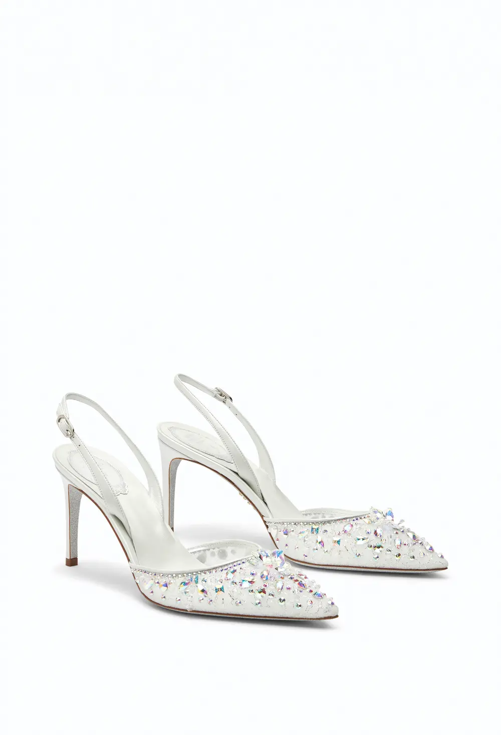 Rene Caovilla Cinderella White Slingback With Crystal 80