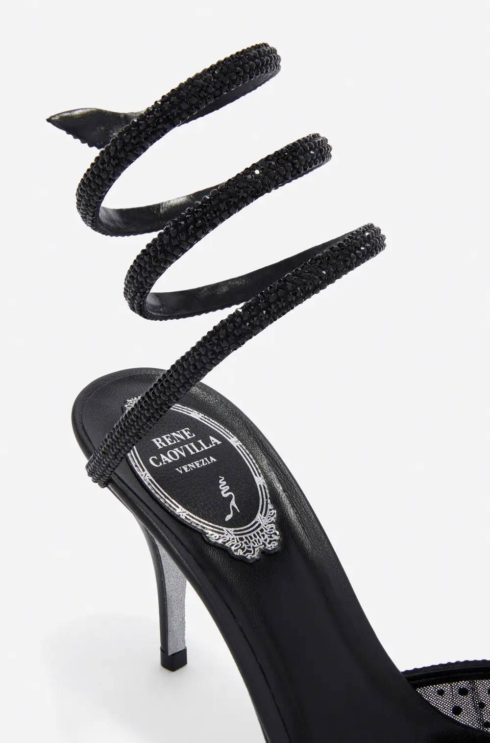 Rene Caovilla BELLE BLACK PUMP WITH SERPENT 80