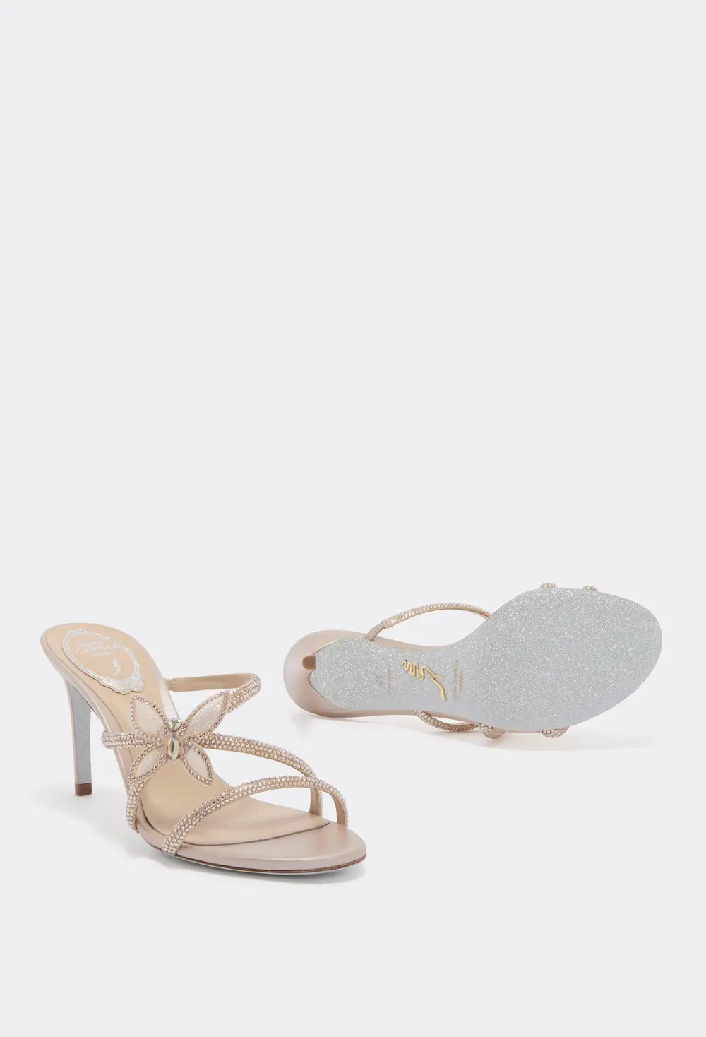 Rene Caovilla BUTTERFLOWER CHAMPAGNE MULE 80