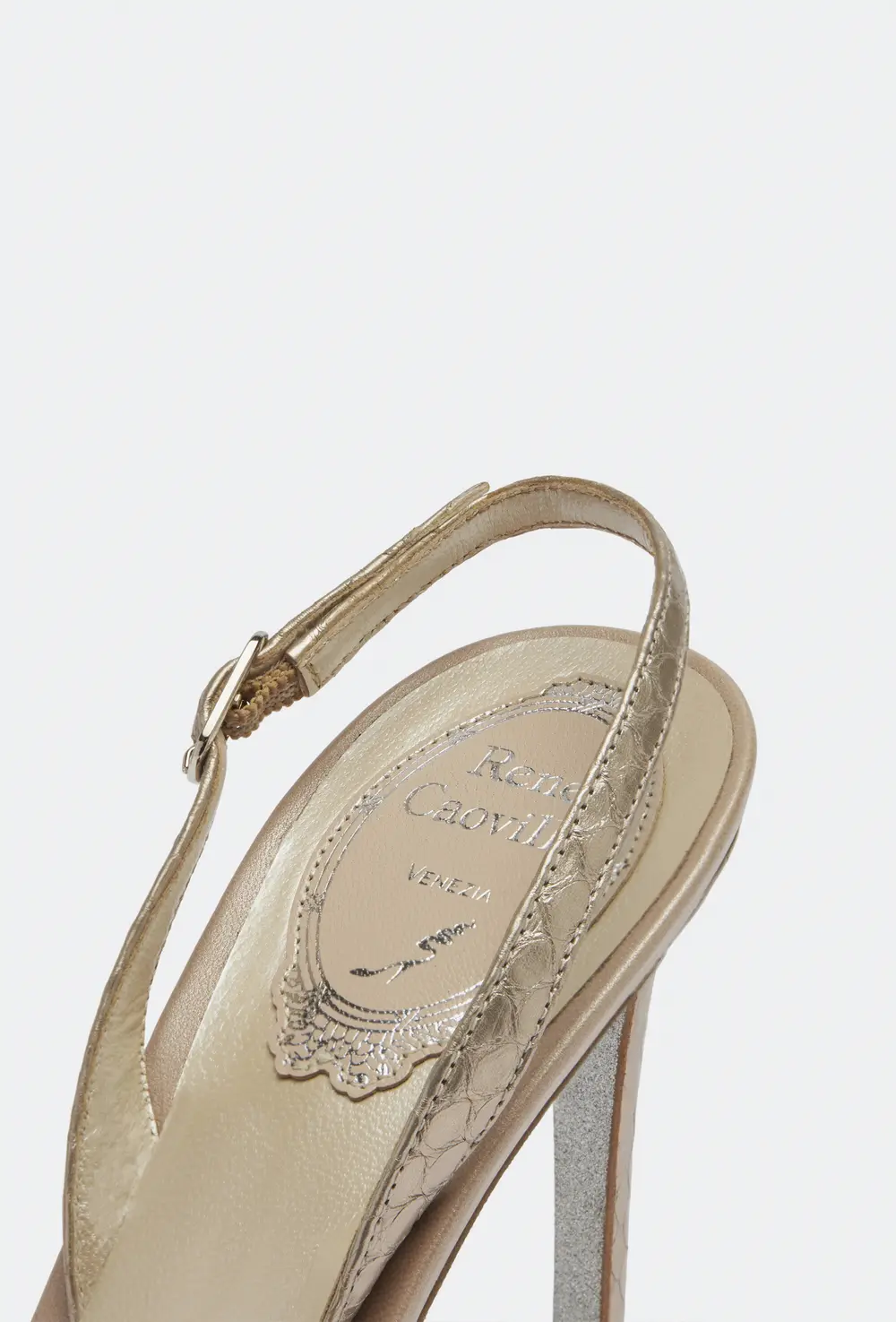 Rene Caovilla Gilt Decorated Slingbacks Veneziana