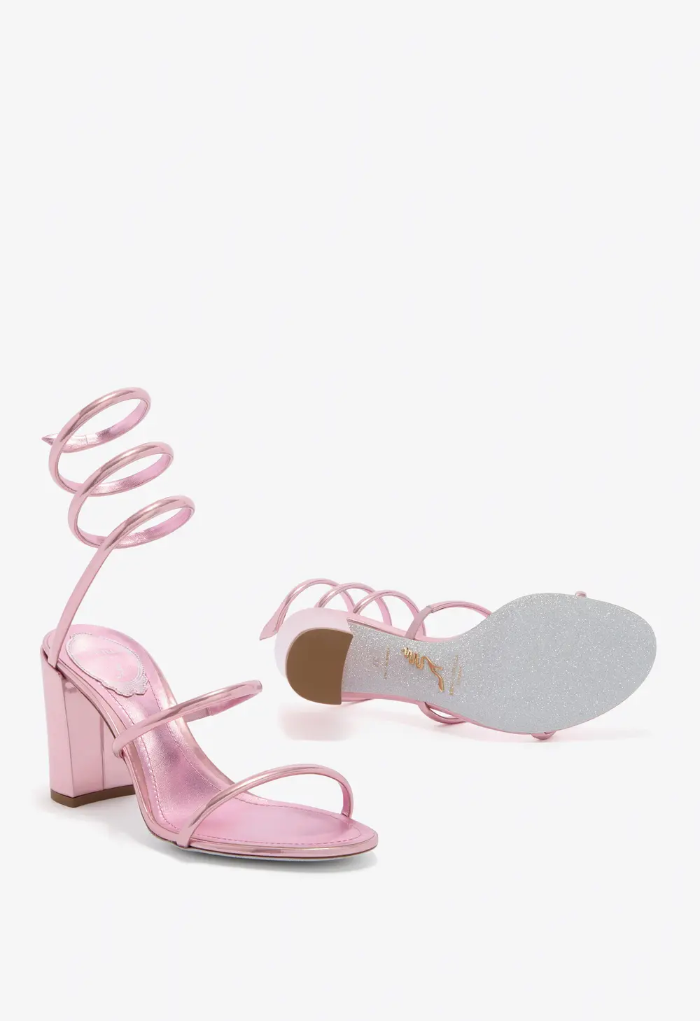 Rene Caovilla CLEO METALLIC PINK SANDAL 80