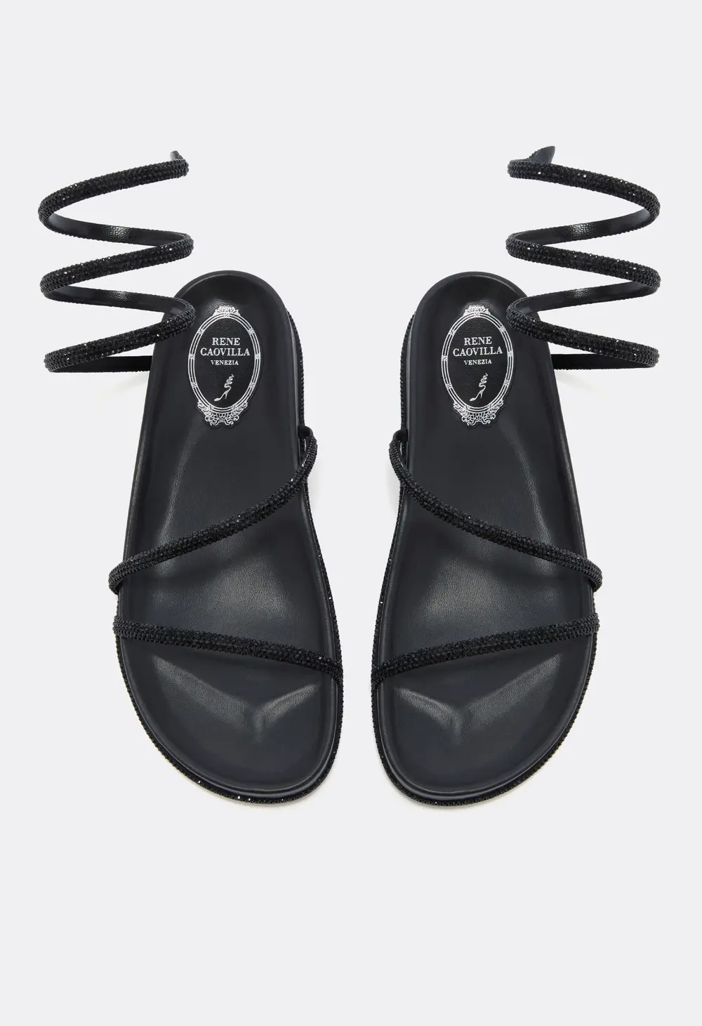 Rene Caovilla GISELE BLACK FLATFORM SANDAL 20