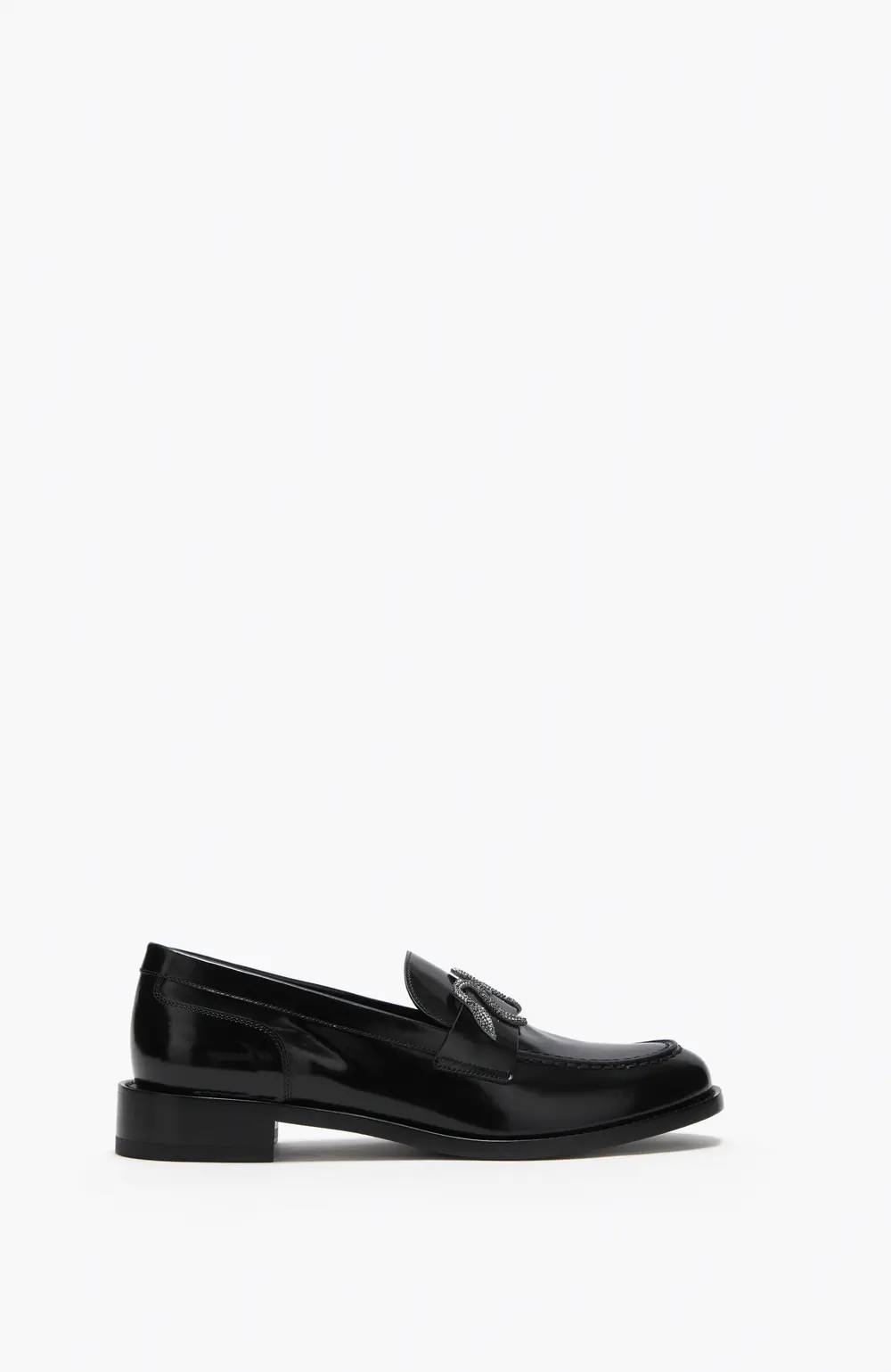 Rene Caovilla Morgana Black Loafer With Black Matte Crystal 20