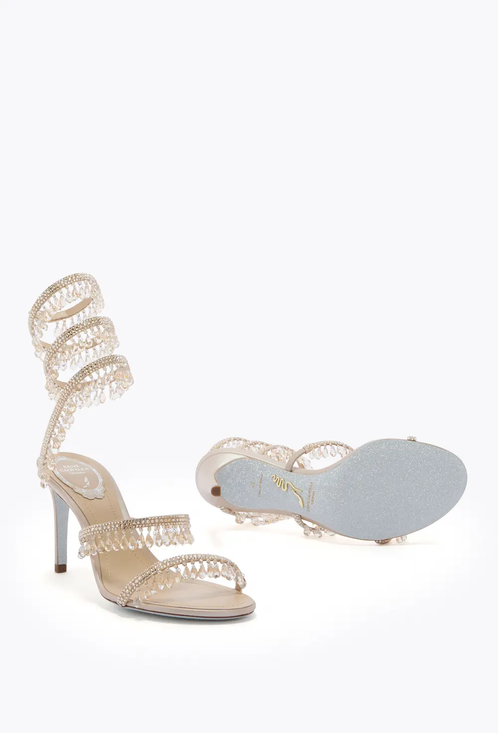 Rene Caovilla CHANDELIER CHAMPAGNE SANDAL 80