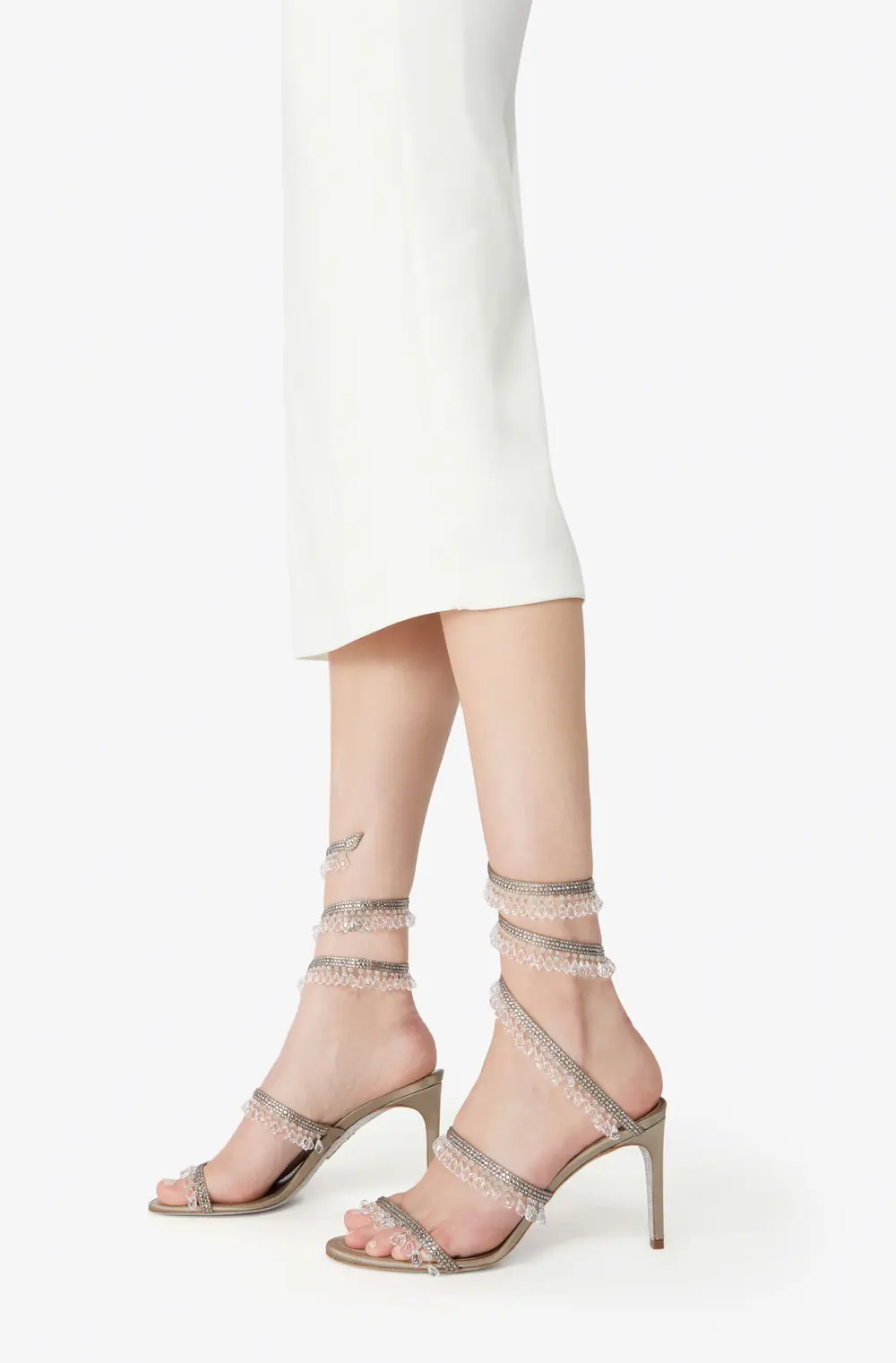 Rene Caovilla CHANDELIER DOVE GREY SANDAL 80