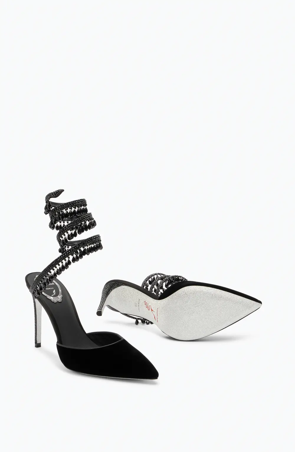 Rene Caovilla Black Pumps In Velvet Chandelier