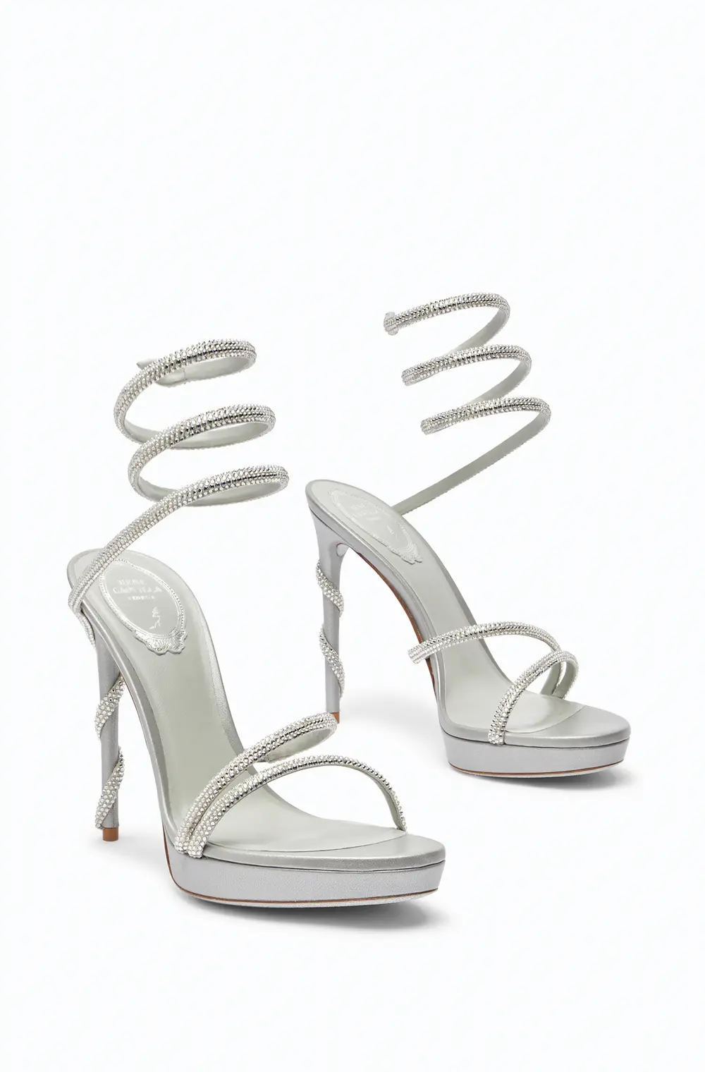 Rene Caovilla MARGOT SILVER PLATFORM SANDAL 120