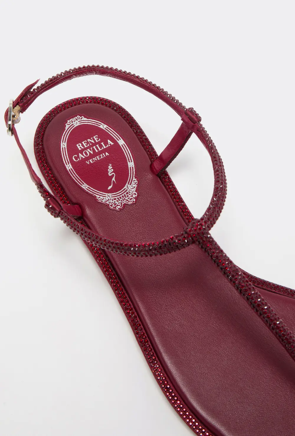 Rene Caovilla DIANA BURGUNDY SANDAL WITH CRYSTALS 10