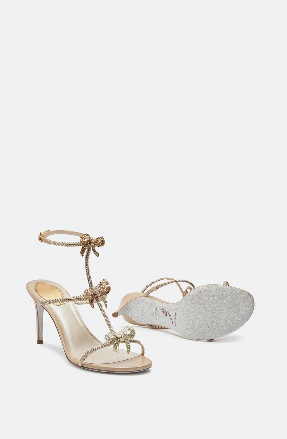 Rene Caovilla Caterina Gold Sandal 80