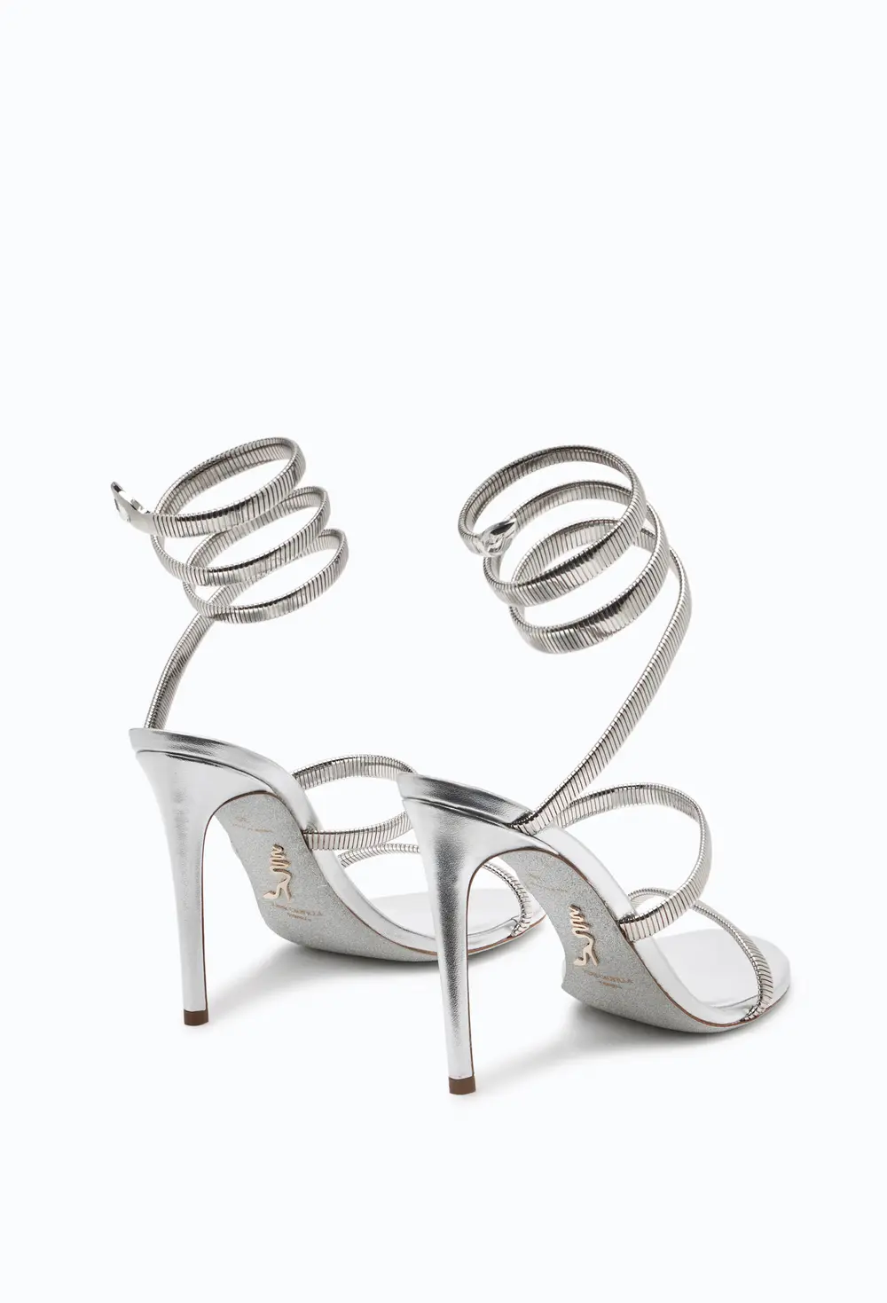 Rene Caovilla Juniper Metal Silver Sandal 105