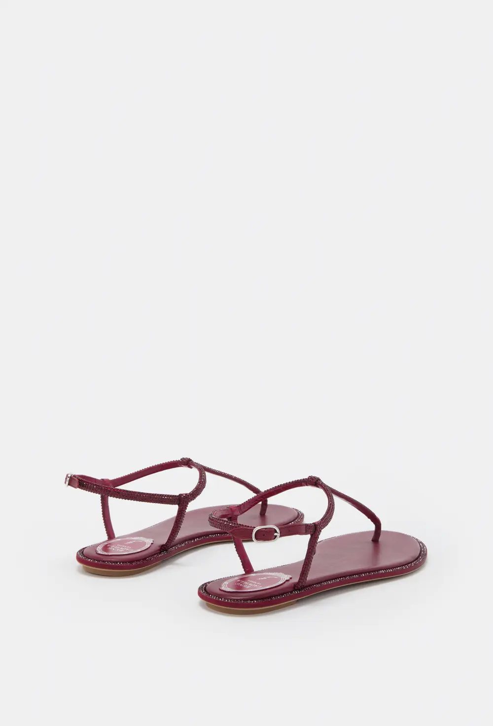 Rene Caovilla DIANA BURGUNDY SANDAL WITH CRYSTALS 10