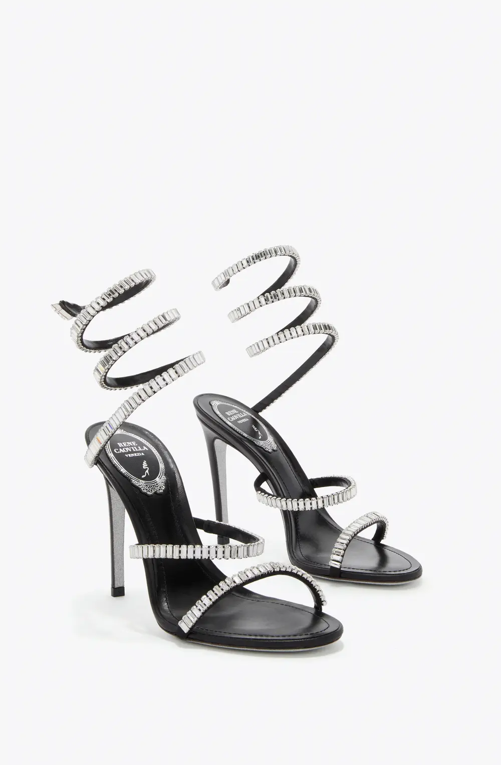 Rene Caovilla CLEO SPARK BLACK AND SILVER SANDAL 105