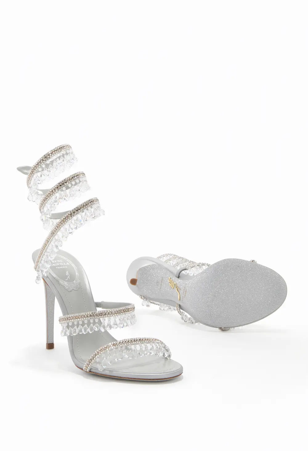 Rene Caovilla CHANDELIER PEARL GREY SANDAL 105