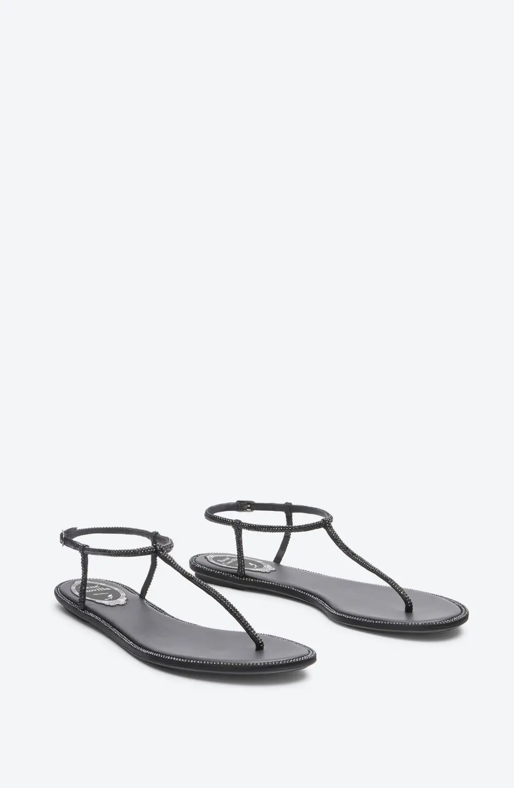 Rene Caovilla Diana Black Flat Sandal 10