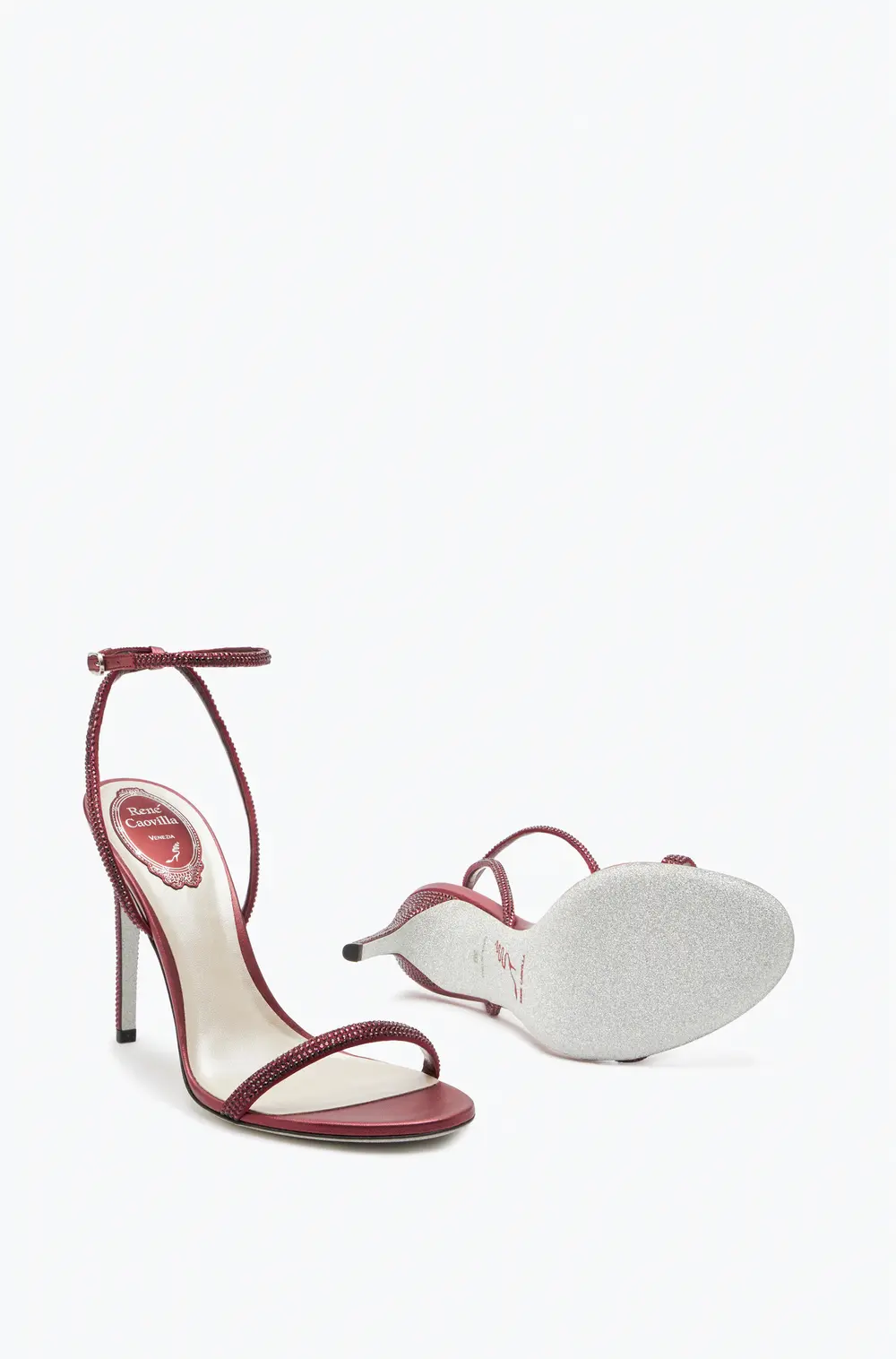Rene Caovilla Ellabrita Crystal Wine Red Sandal 105