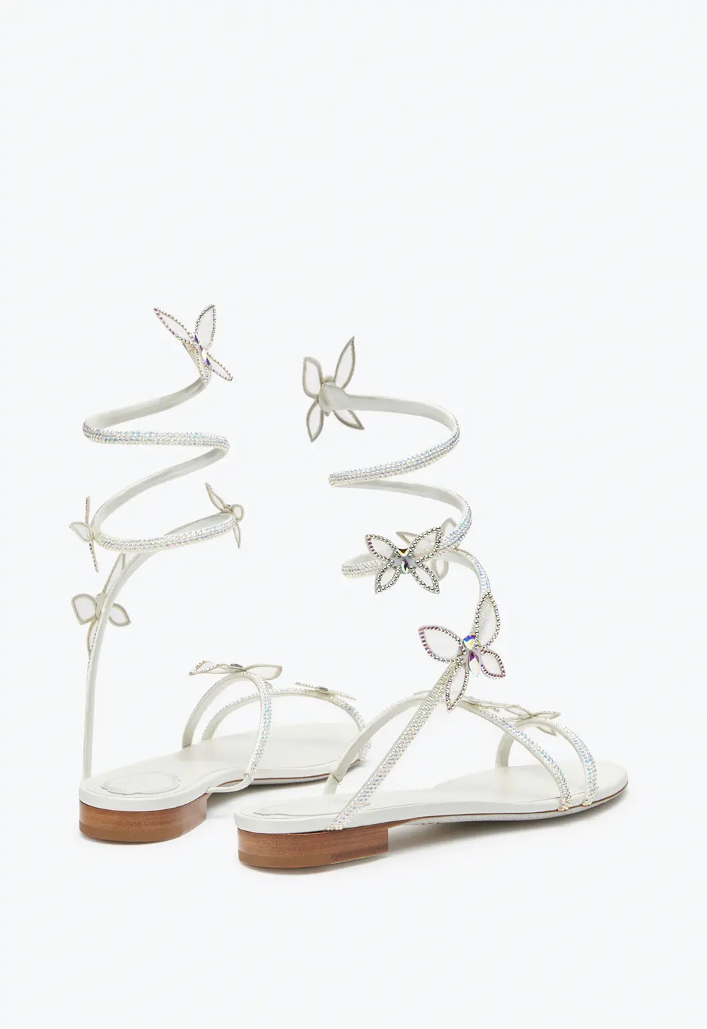 Rene Caovilla Butterflower Crystal Ivory Sandal 10
