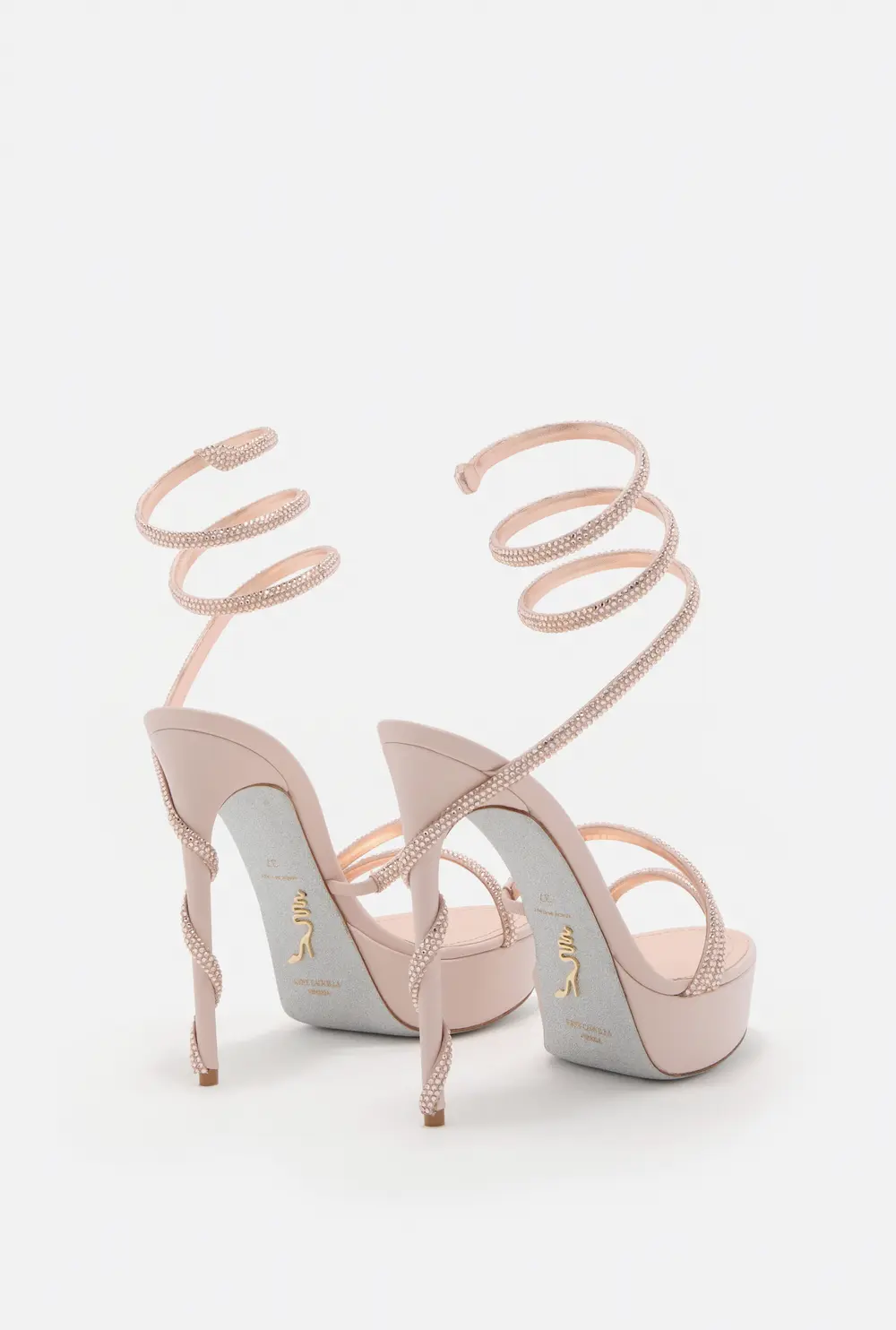 Rene Caovilla MARGOT BLUSH PINK PLATFORM SANDAL 130