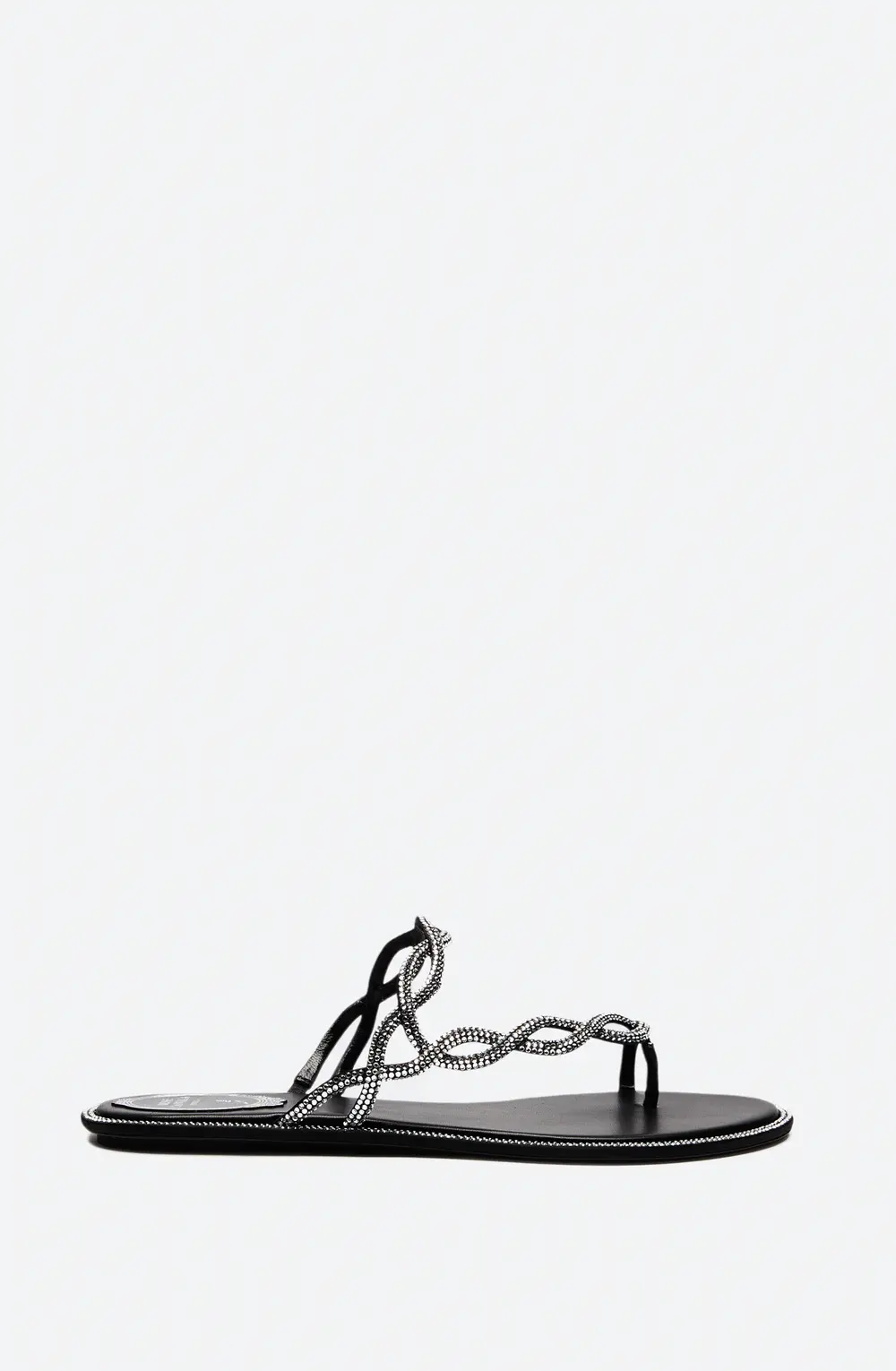 Rene Caovilla BRAID BLACK FLAT SANDAL 10