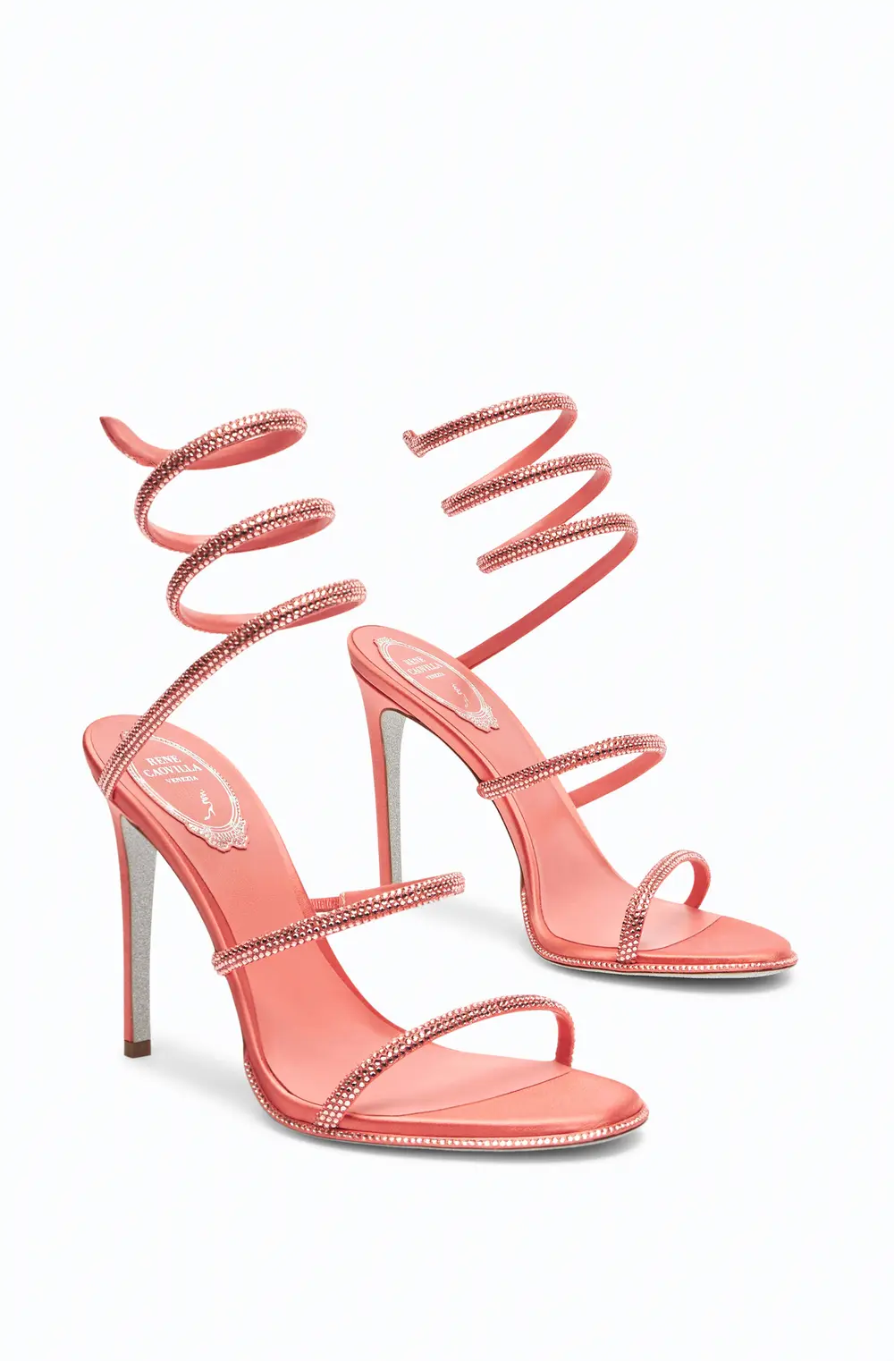 Rene Caovilla Cleo Peach Sandal With Crystals 105