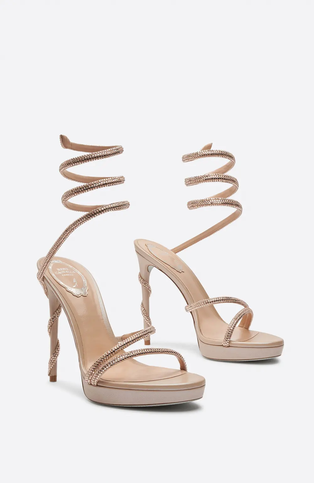 Rene Caovilla Margot Crystal Eggshell Platform Sandal 120
