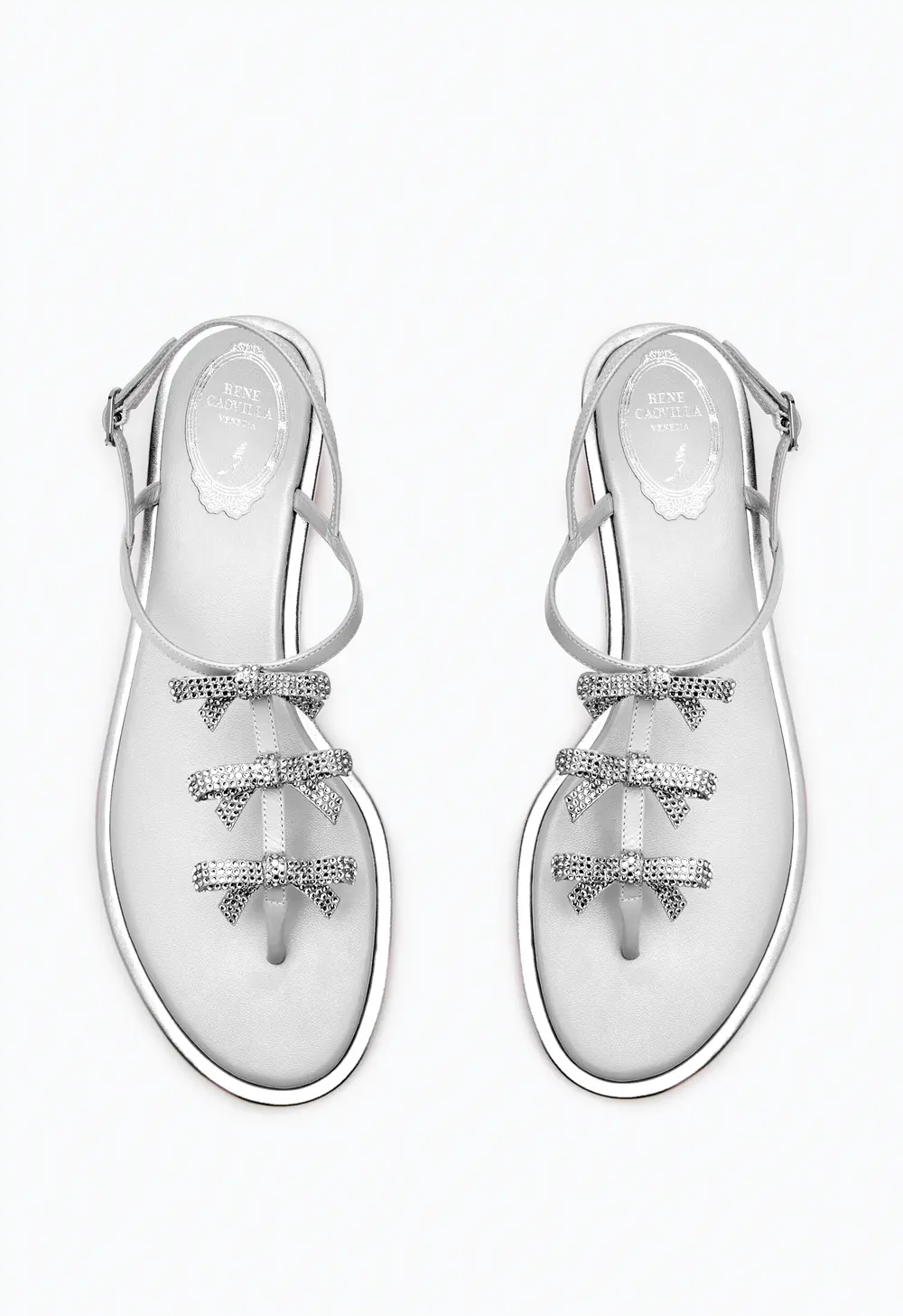 Rene Caovilla Caterina Silver Thong Sandal 10