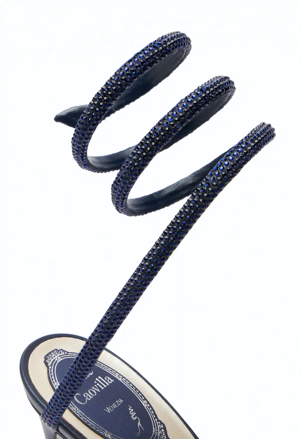 Rene Caovilla Cleo Crystal Midnight Blue Sandal 105