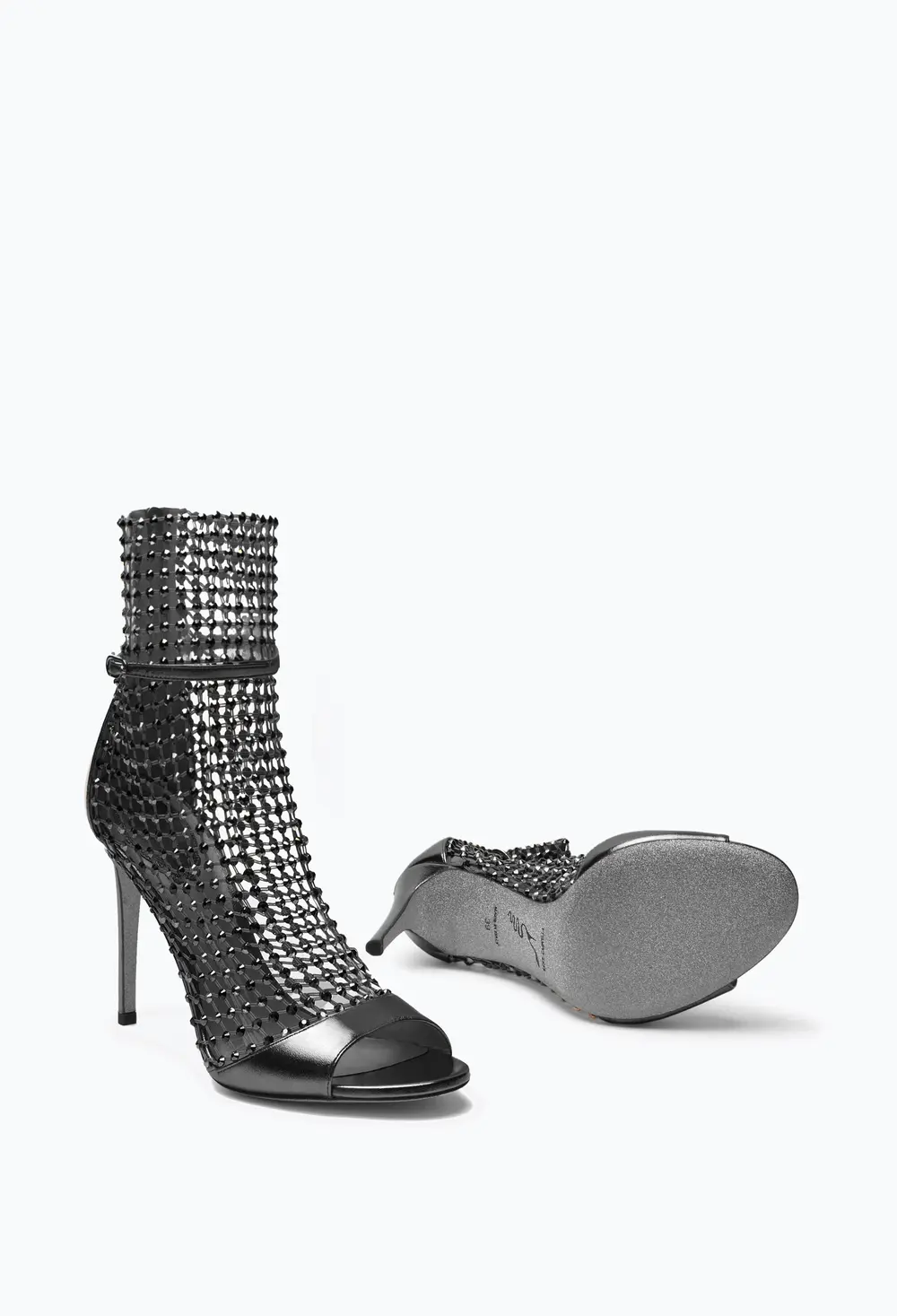Rene Caovilla Galaxia Metallic Anthracite Sandal 105