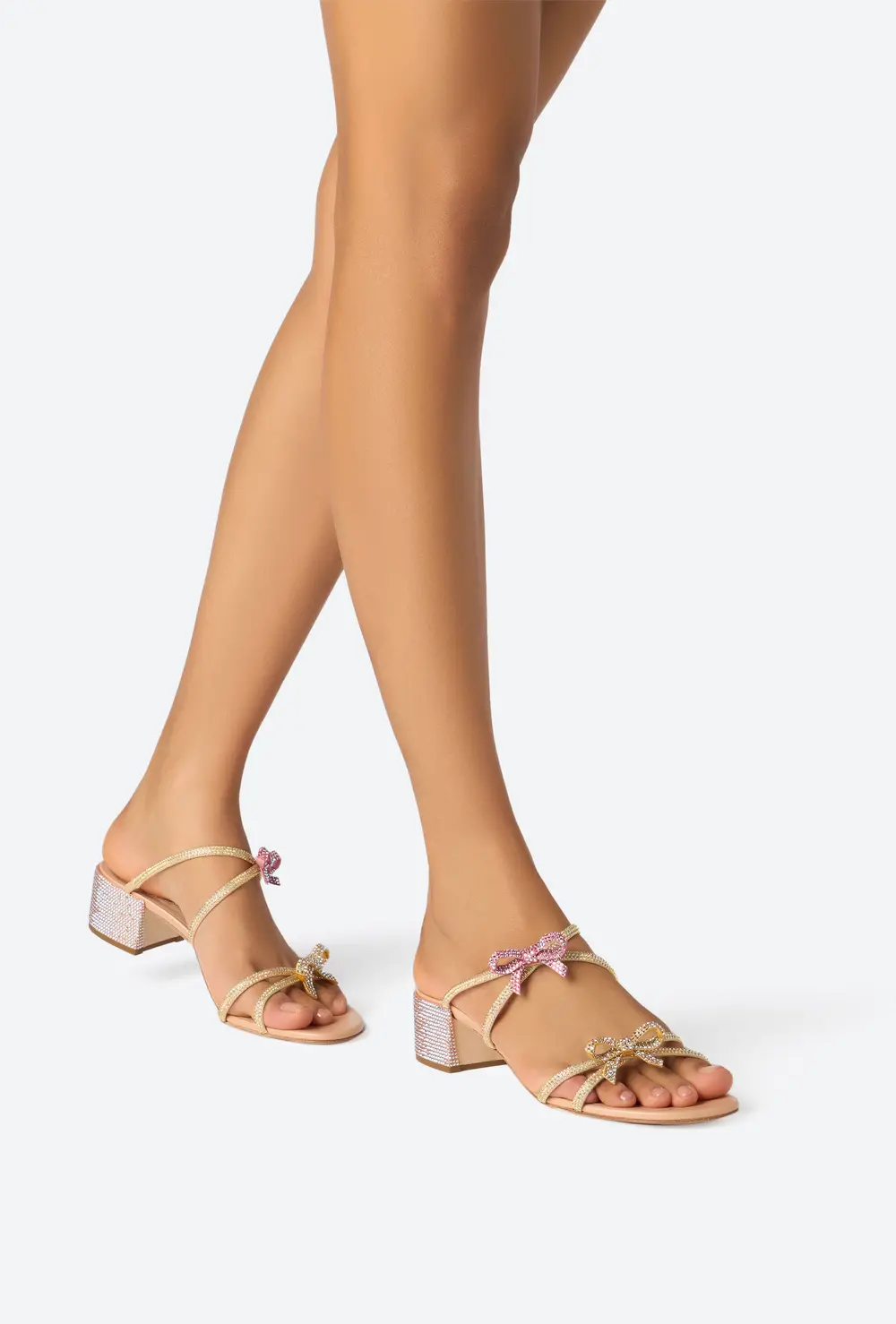Rene Caovilla Caterina Peach Mule With Crystals 40