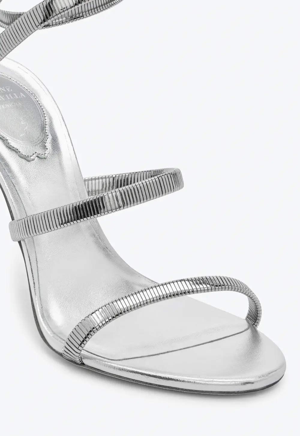Rene Caovilla Juniper Metal Silver Sandal 105