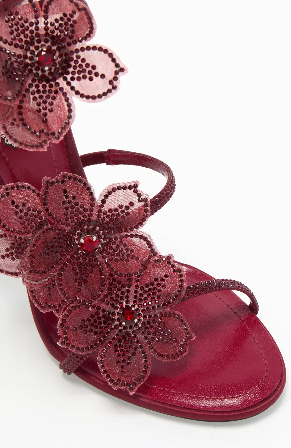 Rene Caovilla PEACH FLOWER BURGUNDY SANDAL 105