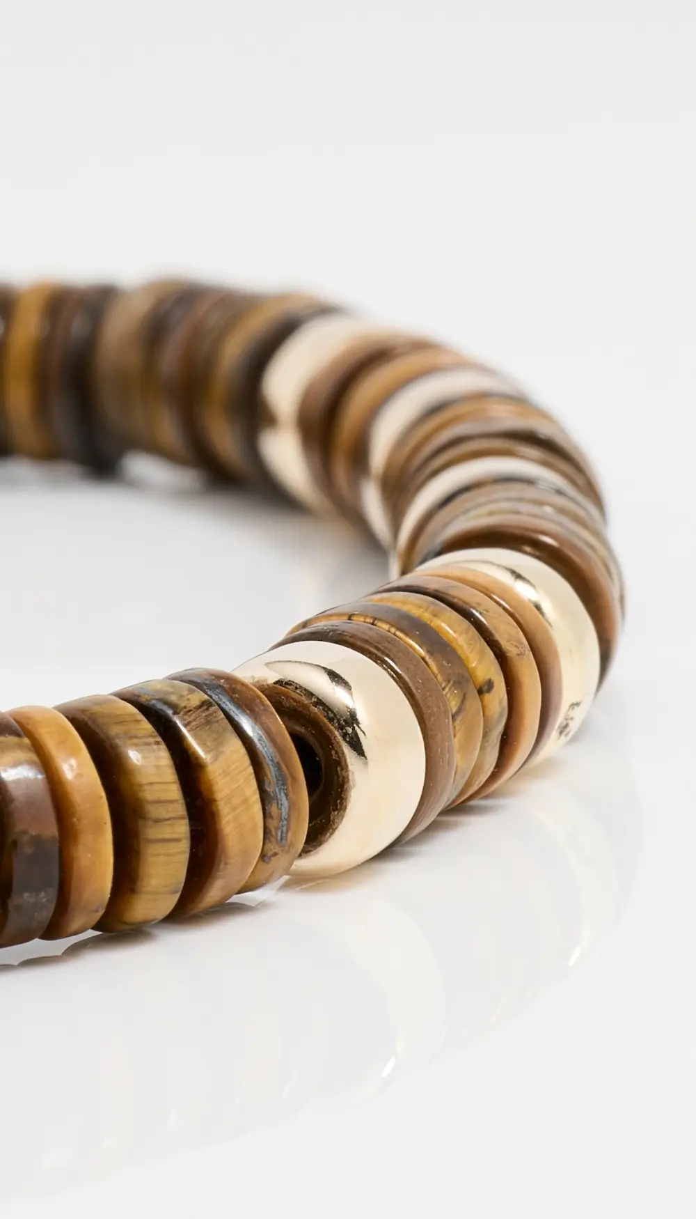 Zoe Chicco 14k Gold & Tiger Eye Heishi Rondelle Beads Bracelet