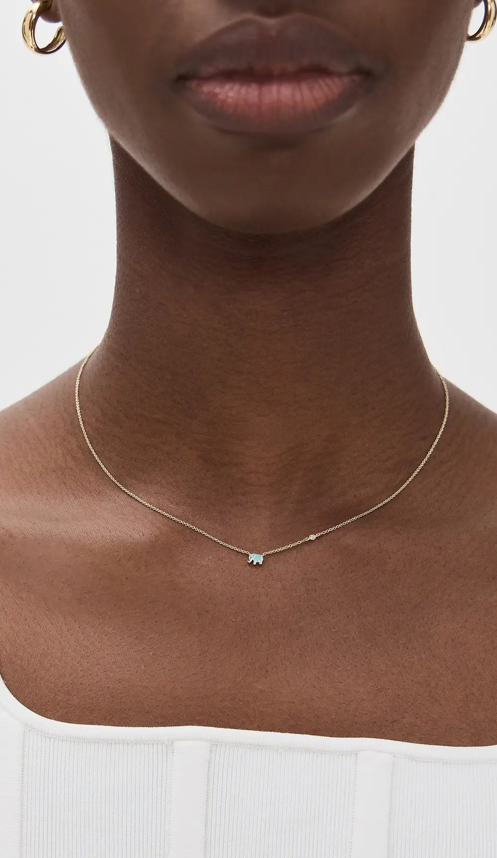 Sydney Evan 14k Mini Enamel Elephant Necklace