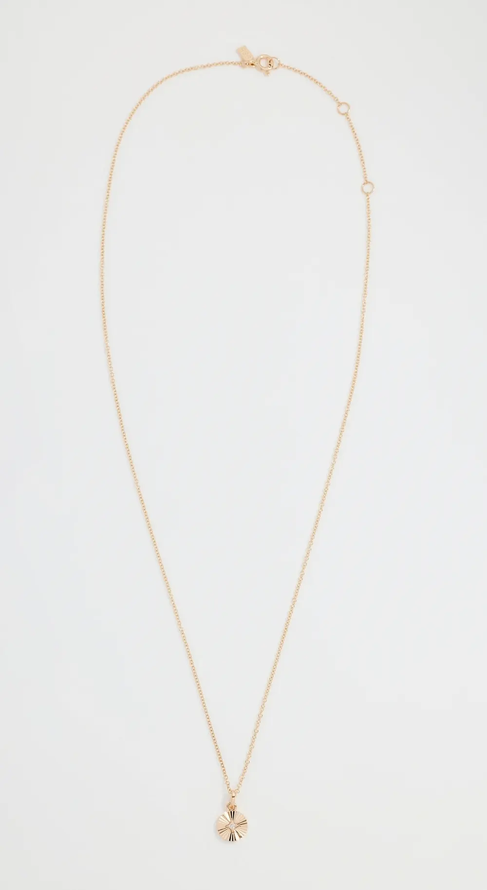 EF Collection 14k Gold & Diamond Fluted Disc Necklace